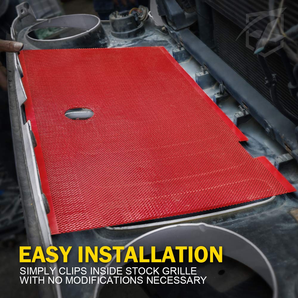 Xprite Red Aluminum Alloy Mesh Grill Insert With Hood Lock Hole Compatible With 2007-2018 Jeep Wrangler Jk Jku Stock Grille