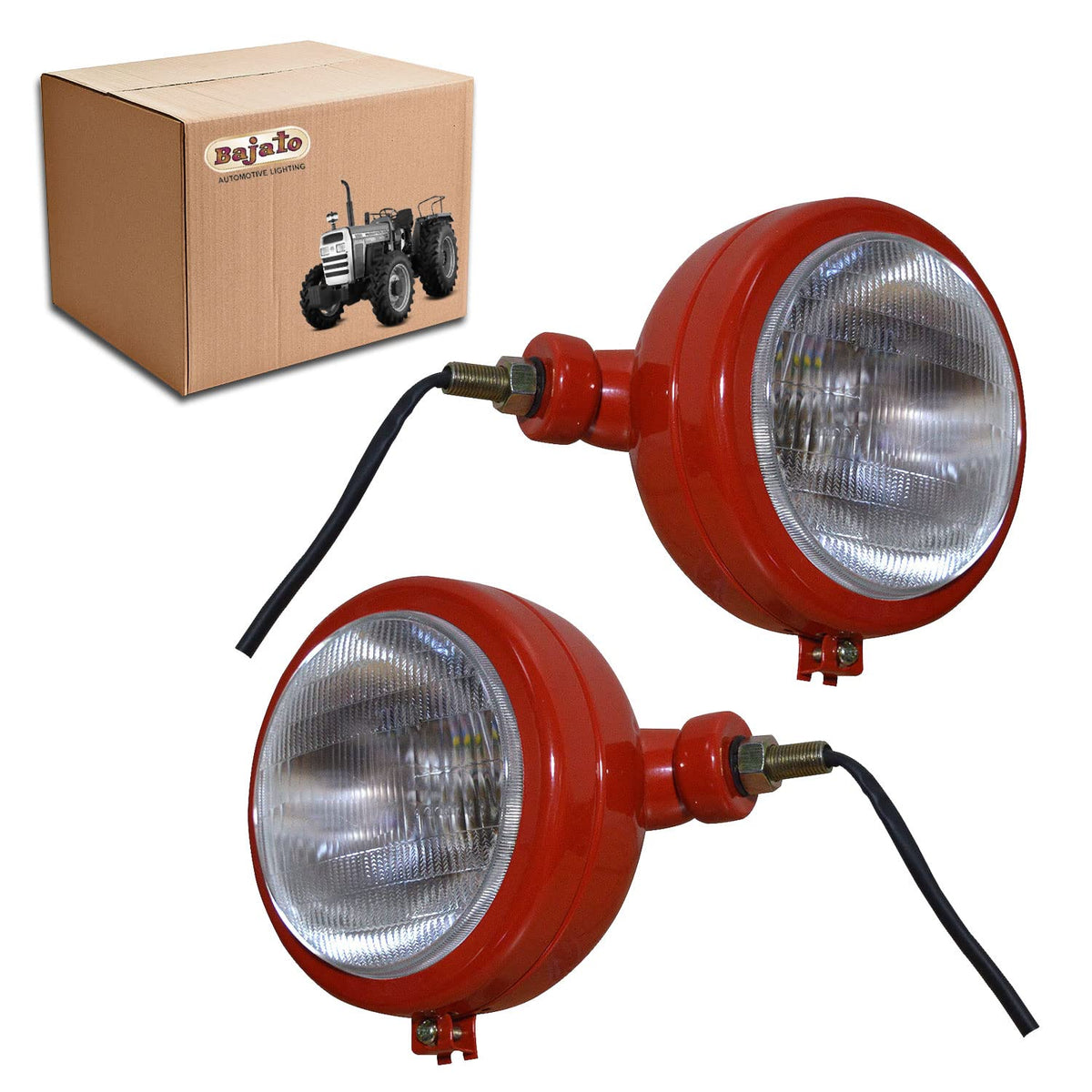 Red Headlights Assemblies With 12V Bulbs Compatible With David Brown 700 800 900 1200 1400 Series | Massey Ferguson 35 35X 65 765 | Suitable For Case/Ih Tractor B250 B275 B414 B444