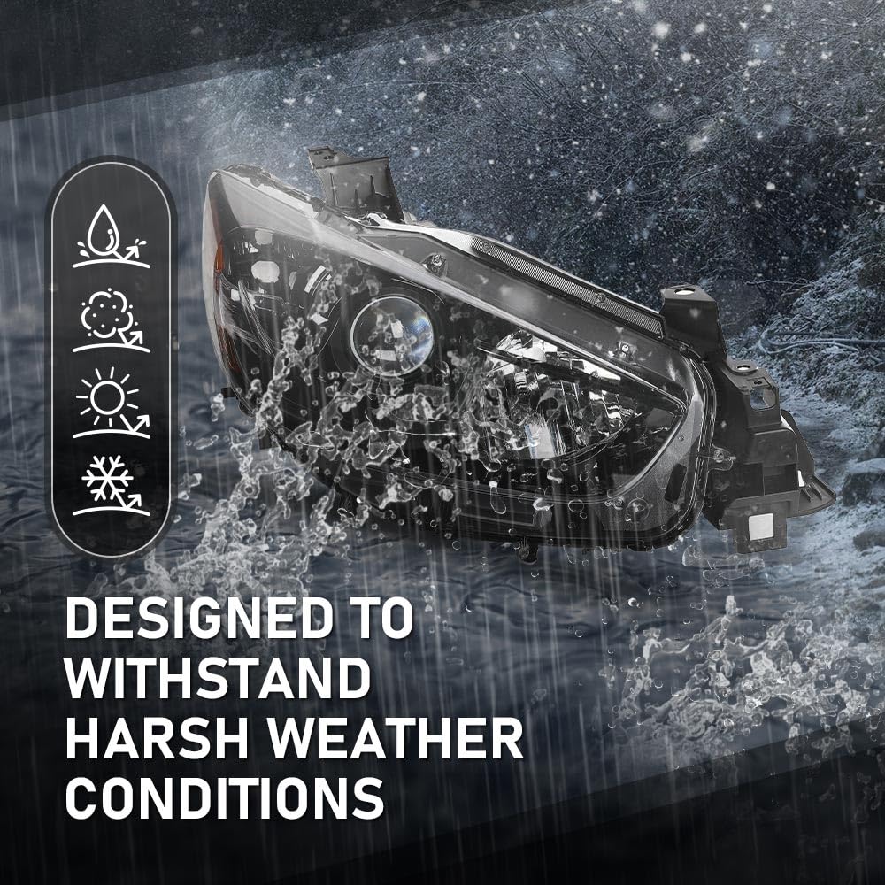 Cheda Pair Headlights Assembly Compatible With Mazda Cx-5 (Submodel: Grand Touring, Gs, Gt, Gx, Sport) 2013-2016 Factory Headlam