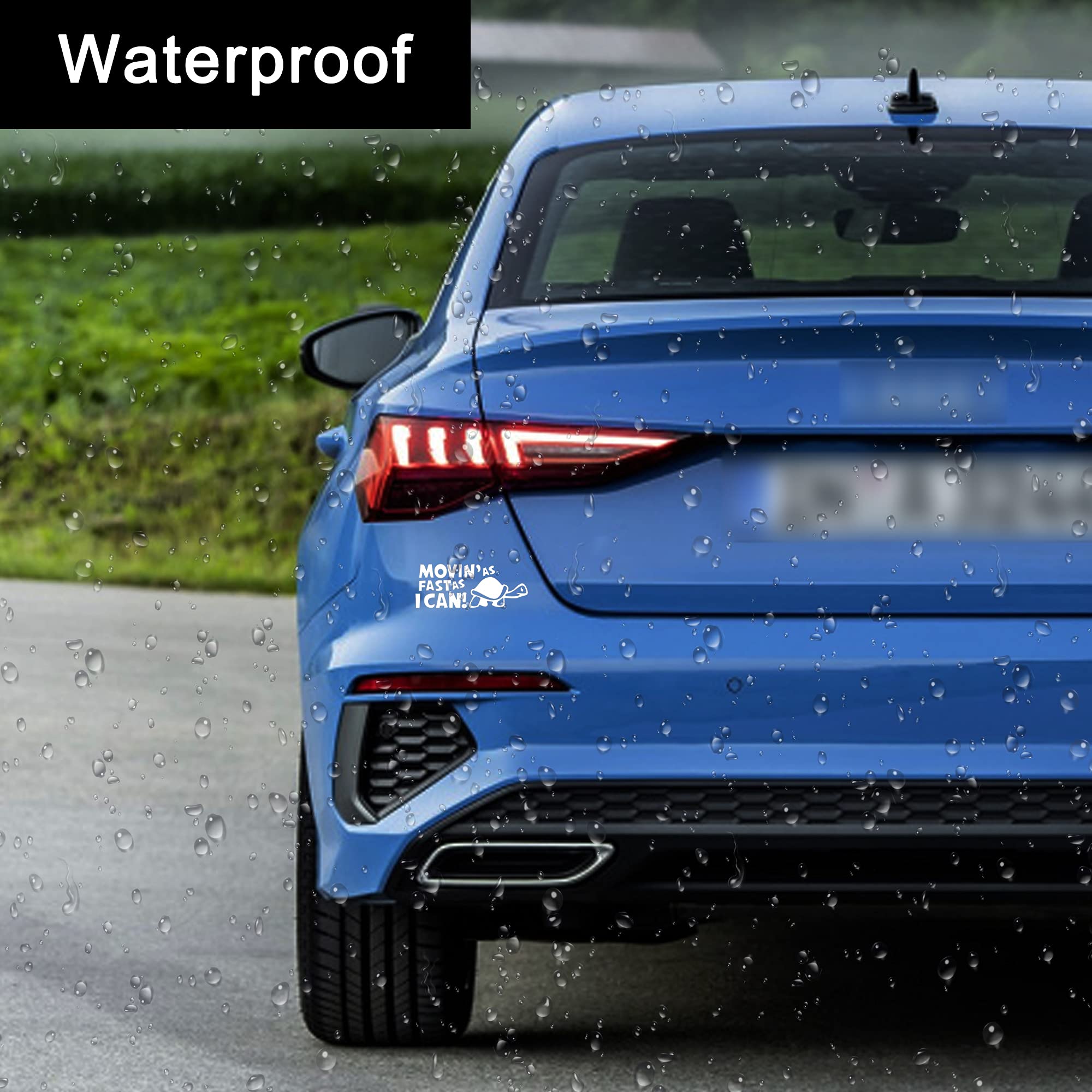 Tomall 2Pcs 5.9 Inch Moving As Fast As I Can Turtle Stickers For Car Waterproof Funny Self-Adhesive Vinyl Decals For Car Truck S