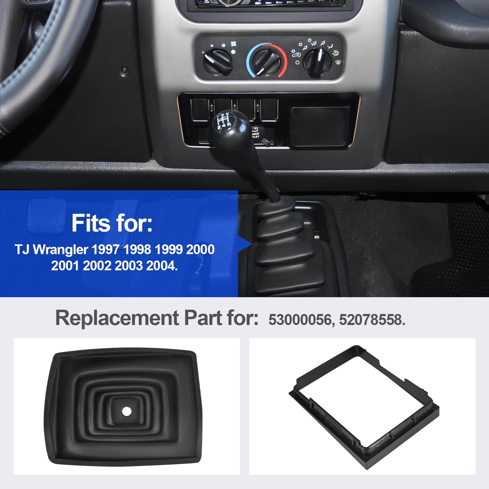 Shifter Boot And Retainer Bezel Kit Compatible With Tj Wrangler 1997 1998 1999 2000 2001 2002 2003 2004 Parts Number 53000056 52078558