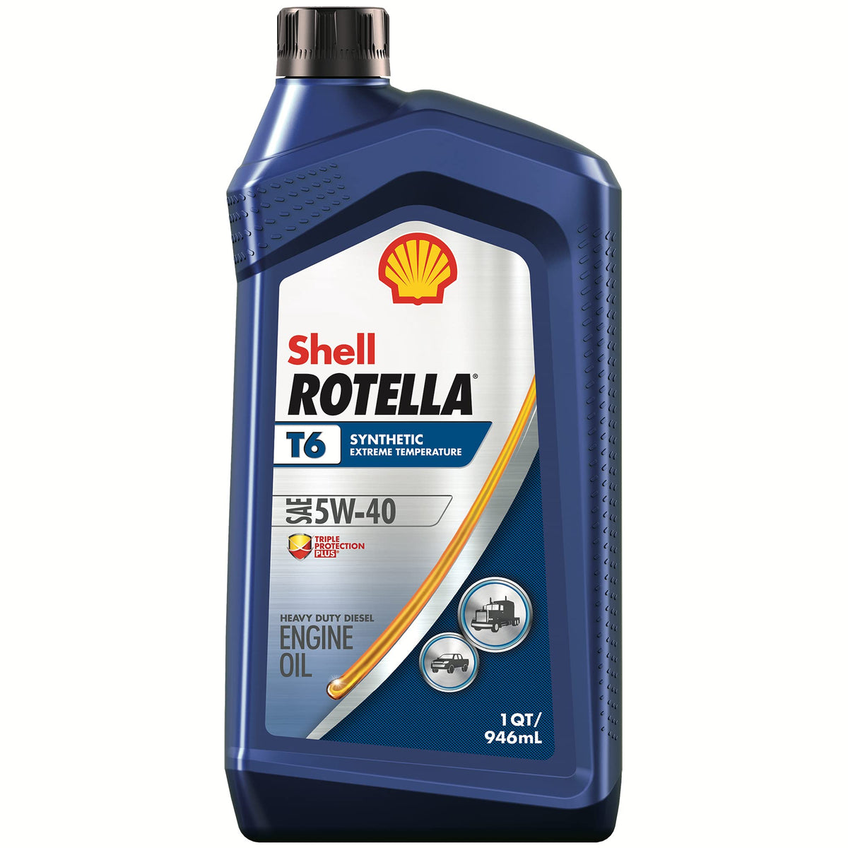Rotella 550046216 Shell T6 Full Synthetic Heavy Duty Engine Oil 5W-40, 1 Quart