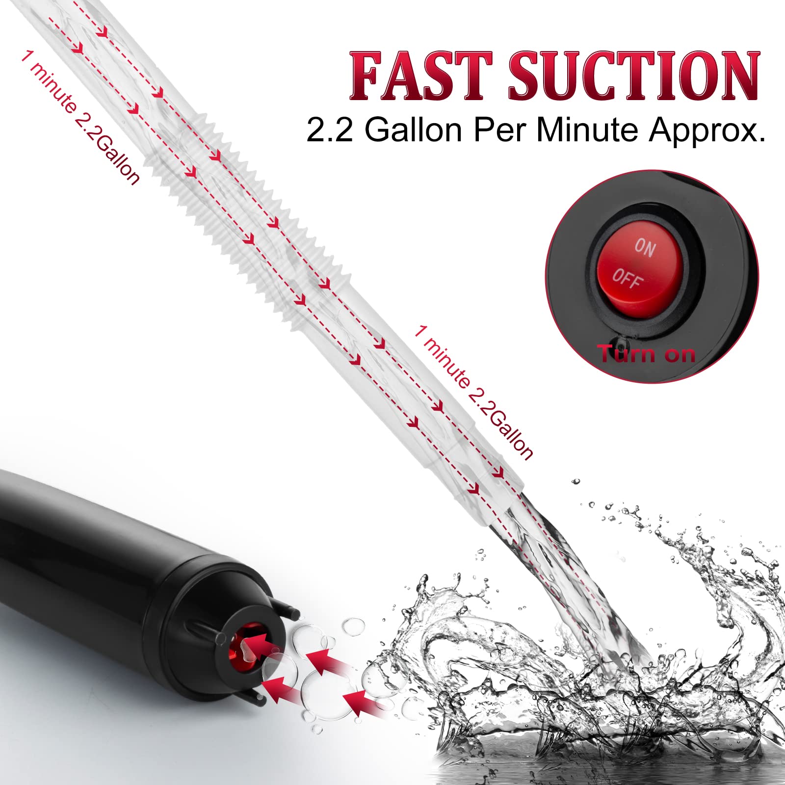 Boyisen Battery Operated Liquid Transfer Pump - Electric Water Fuel Transfer Pump For Gasoline Diesel Oil, 2.2 Gallons Per Min, Battery Power Siphon Pump