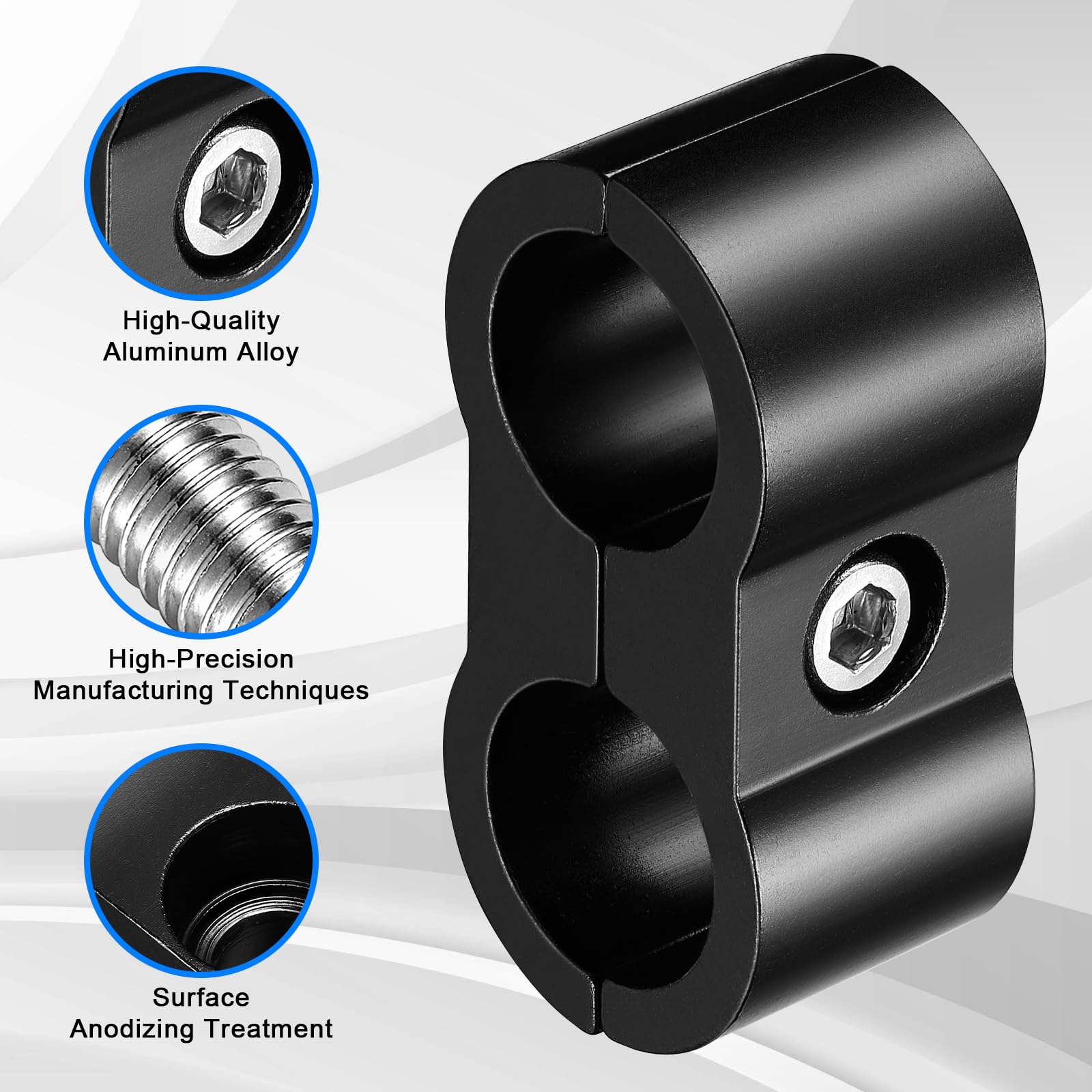 4An Hose Separator Clamp - Aluminum Fuel Mounting Clamps, Great For 1/4 Fuel, Oil, Brake, Water, Gas Line, 4Pcs/Pack, Black