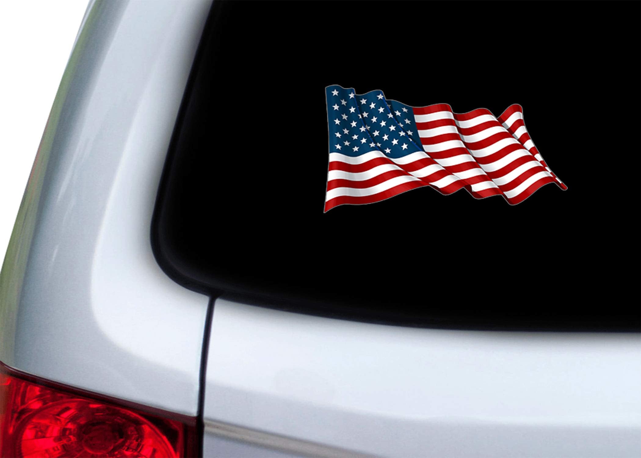 Rogue River Tactical Usa Flag Sticker Bumper Sticker Car Decal Gift Patriotic American Wavy United States (5X3 Inch)