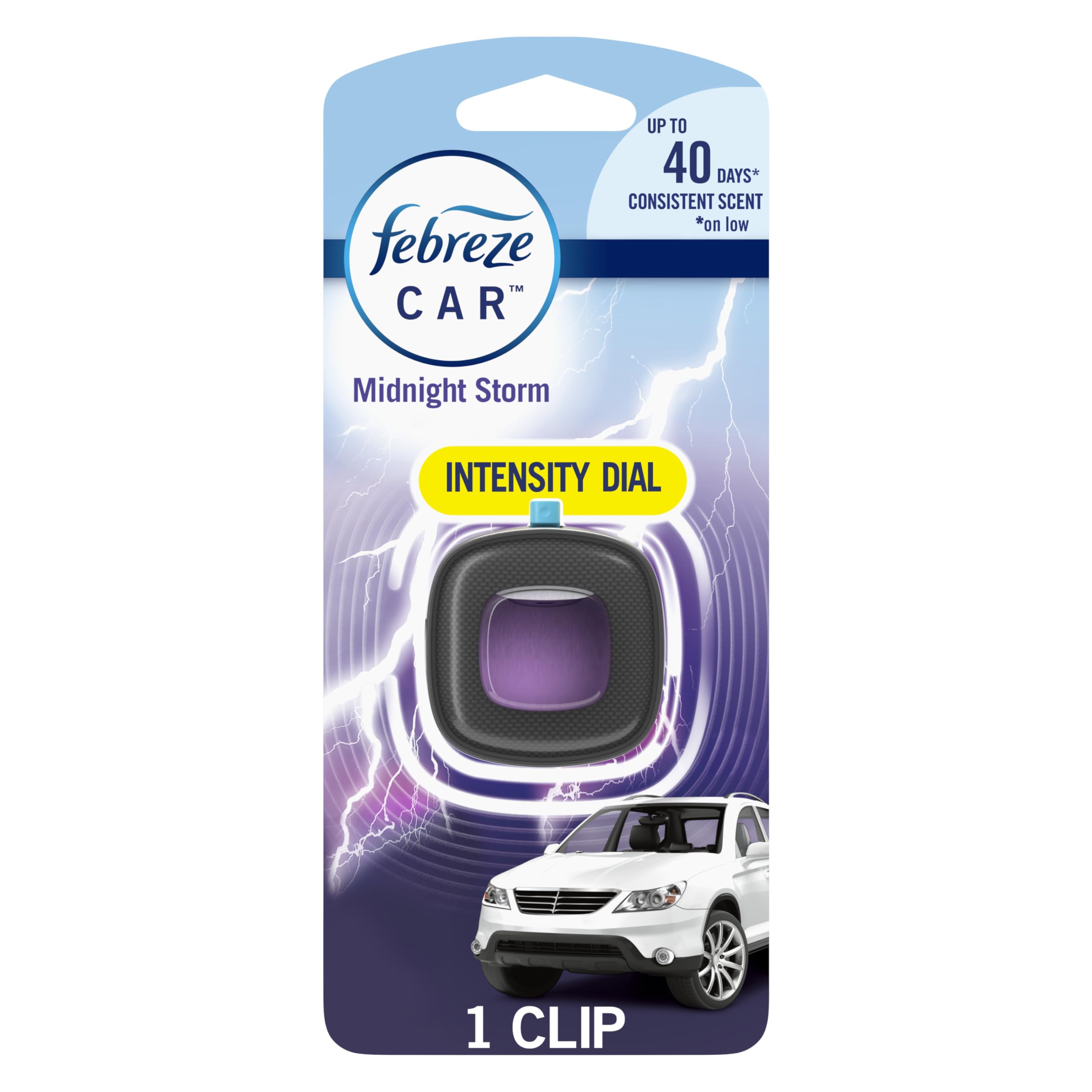 Febreze Car Air Freshener Vent Clip, Midnight Storm, 1 Count, .06 Oz