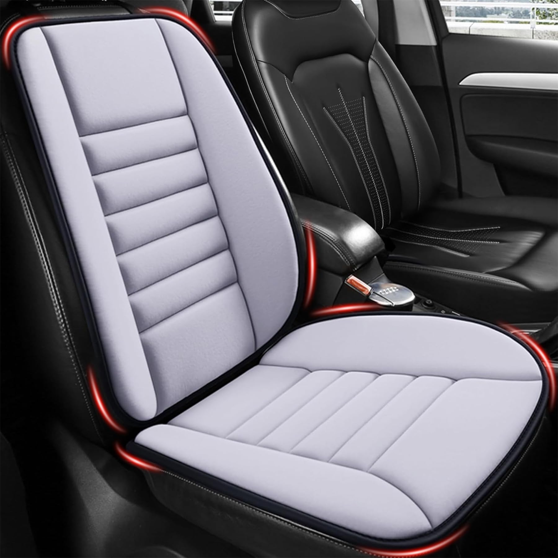 Myfamirea Car Seat Cushion And Lumbar Support Pillow 1.2'' Thick Memory Foam Desk Chair Cushion Back Support For Automotive Seat