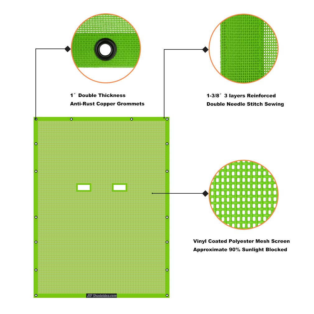 Shadeidea Sun Shade Top For Jeep Wrangler Jl (2018-2023) Unlimited 4 Door Front And Rear - Green Mesh Screen Sunshade Jlu Top Co
