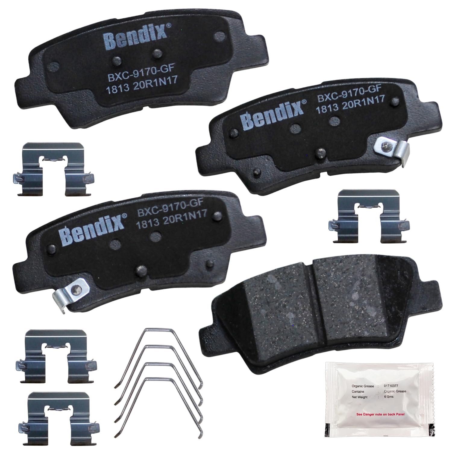 Bendix Priority1 Cfc1813 Ceramic Rear Brake Pads For Select Models Hyundai Elantra Gt, Kona, Kona Electric, Sonata, Veloster, Ki