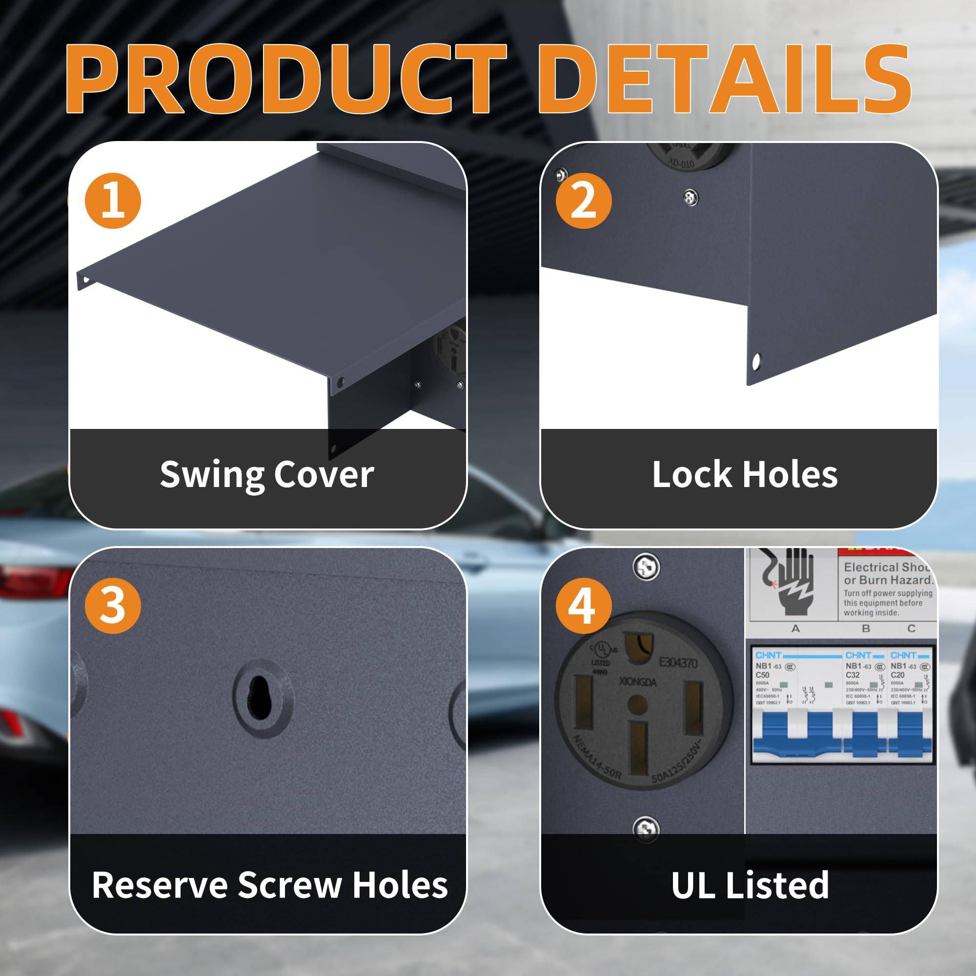 Joinfworld Temporary Power Outlet Panel Weatherproof, Thicker RV Pedeatal Electrical Breaker Box with 20, 30, 50 Amp Receptacle