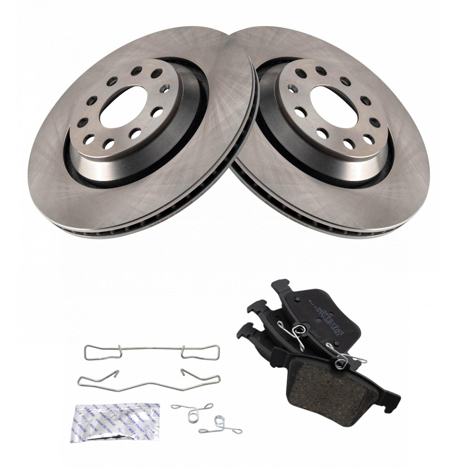 TRQ Rear Brake Pad & Rotor Kit Brake Pads Brake Rotor Ceramic Vented Compatible with 2019 Audi A3 2018-2019 RS3 2015-2018 S3 Vol