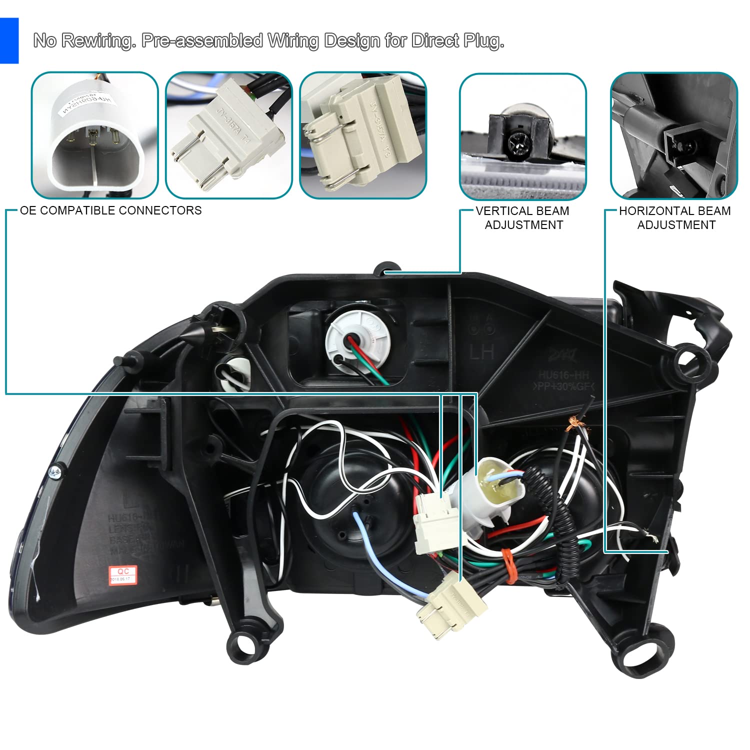 Spec-D Tuning Led Dual Halo Glossy Black Housing Smoke Lens Projector Headlights Compatible With 1997-2004 Dodge Dakota, 1998-20
