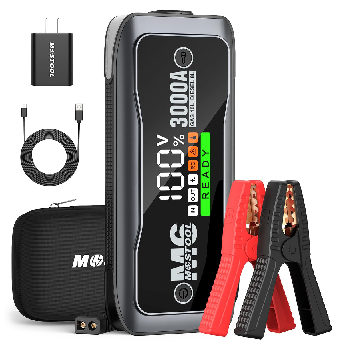 Mostool M6 Car Jump Starter, 3000A Peak 12V Battery Jump Starter Power Pack With