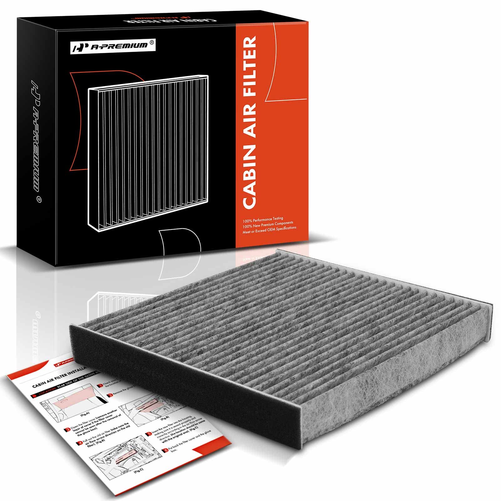 A-Premium Cabin Air Filter with Activated Carbon Compatible with Lexus GS300 2001-2005, GS430 2001-2005, LS430 2001-2006, SC430 