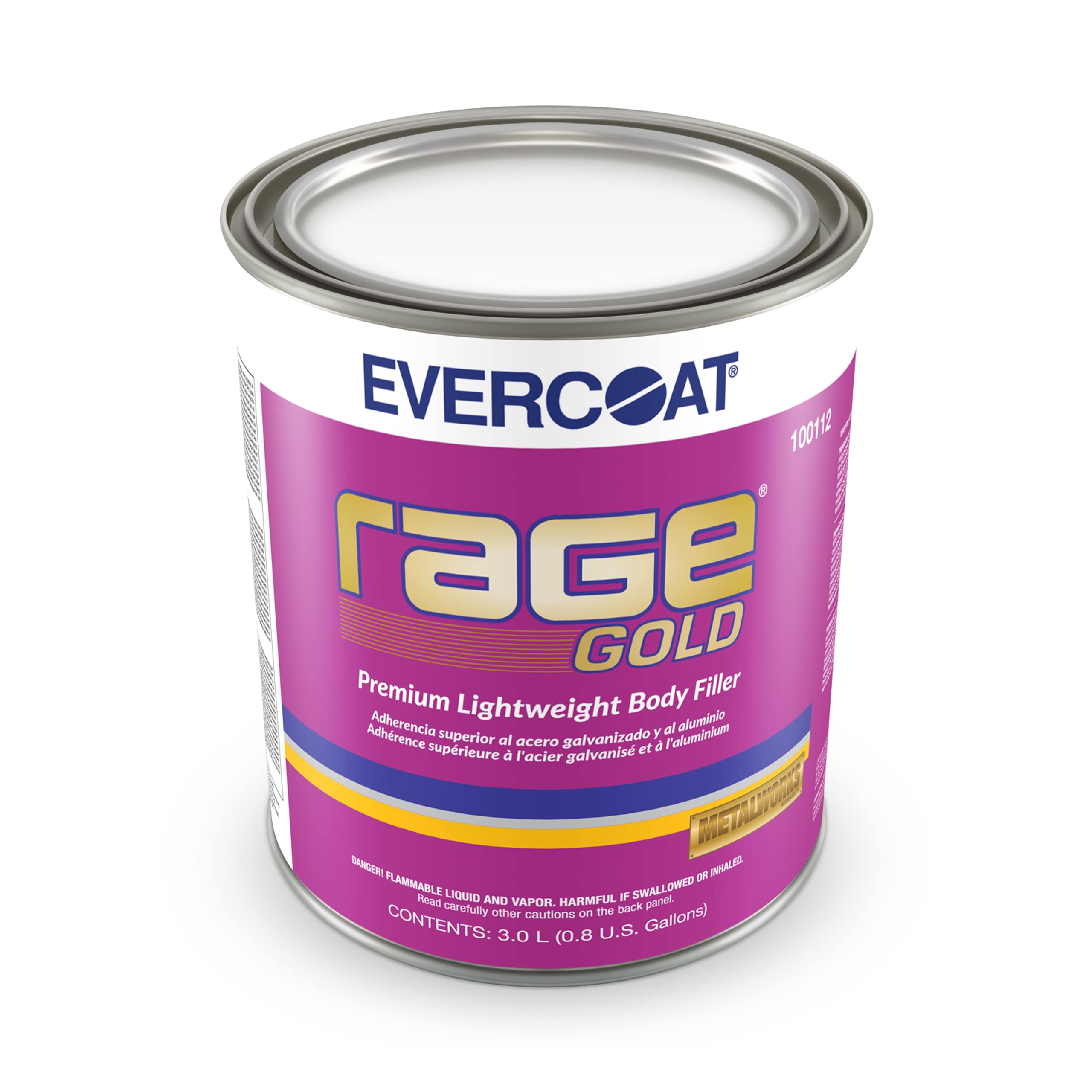 Evercoat Rage Gold Body Filler For Fiberglass, Aluminum & More - Stain-Resistant Filler - 128 Fl Oz