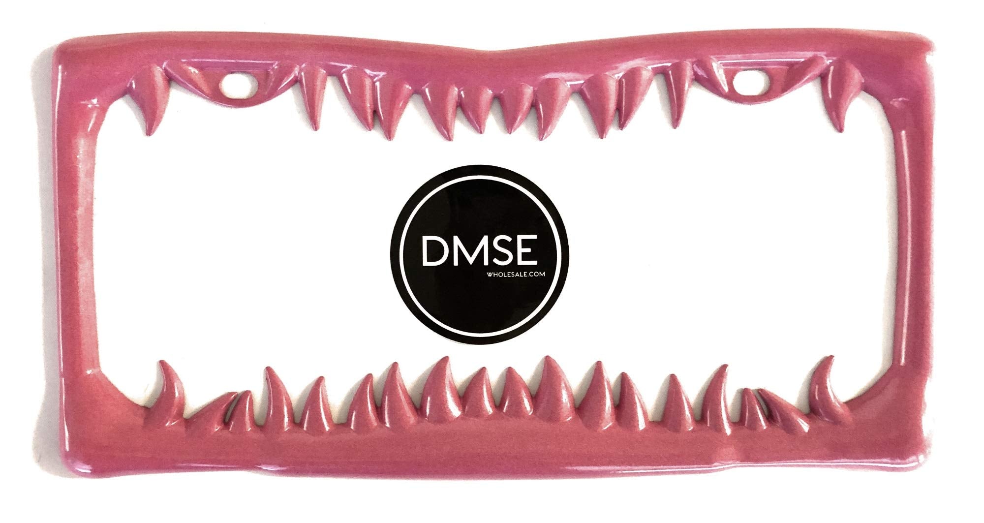 Dmse Universal Metal Shark Tooth Teeth Jaws License Plate Frame Cool Design For Any Vehicle (Pink Sharks Tooth)