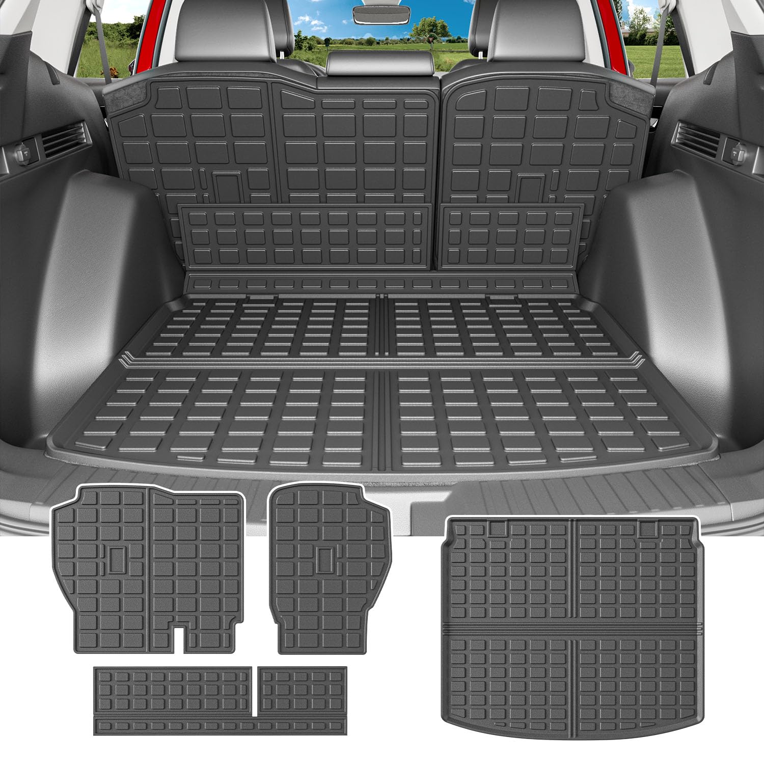 powoq Hybrid Cargo Liner Compatible with 2023-2025 Honda CRV Upper Deck Cargo Mat TPE Trunk Mat Replacement for 2023-2025 Honda 
