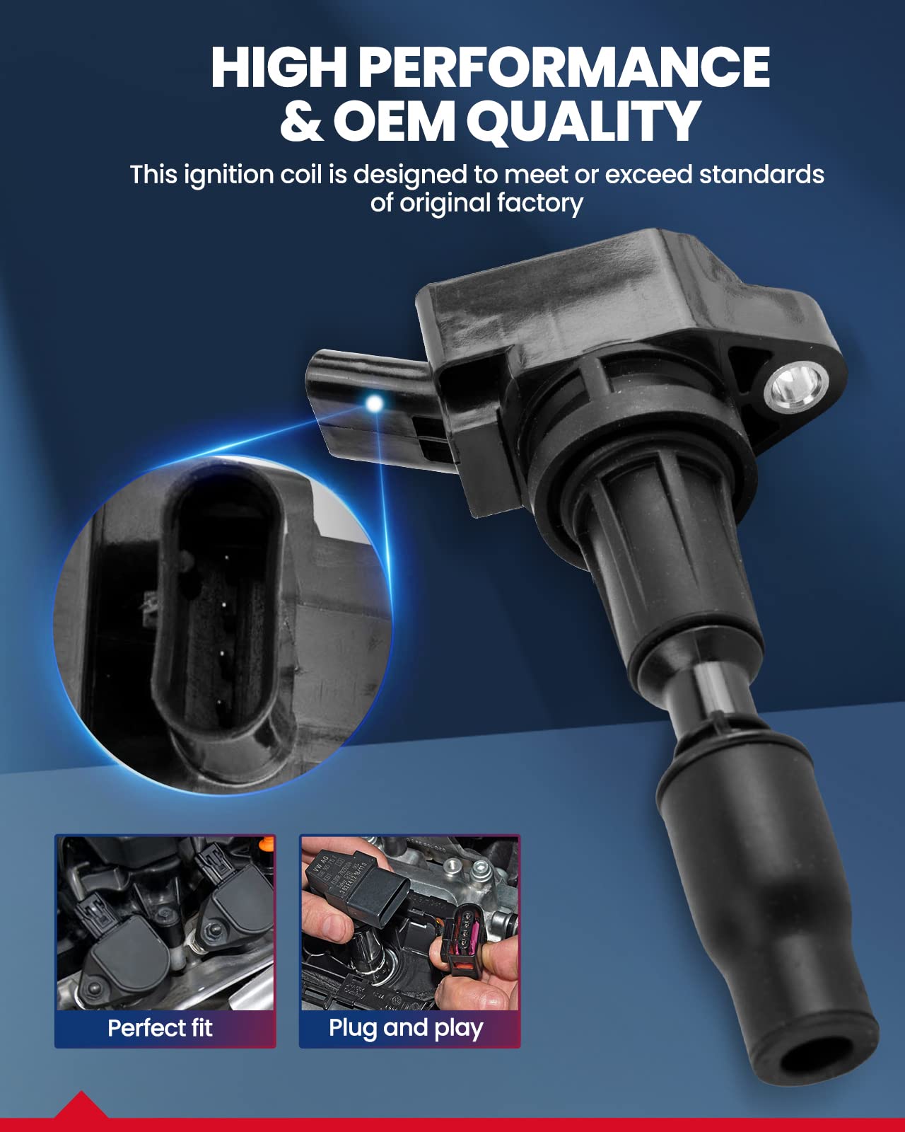 Kax Ignition Coil Packs,4 Packs Uf764 Fit For 2015-2020 Sonata,Sportage,Santa Fe,Sorento,Santa Fe Sport,Optima,Tucson,G70,Stinge