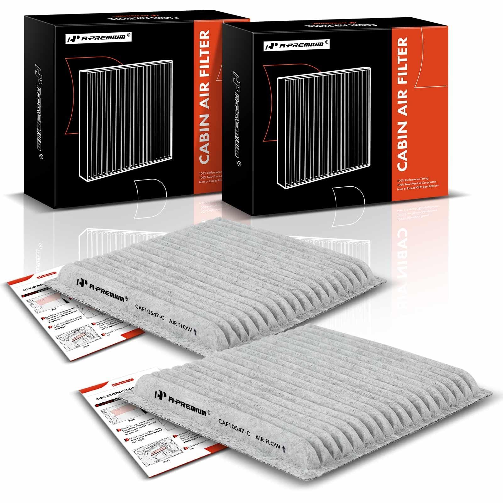 A-Premium 2-PC Cabin Air Filter w/Activated Carbon Compatible with Ford, Lincoln & Mazda - Edge 2007-2014, MKS 2009, MKX 2007-2015, MKZ 2008-2009, CX-9 2007-2015 - 2.0L 3.5L 3.7L - # 7T4Z-19N619-B
