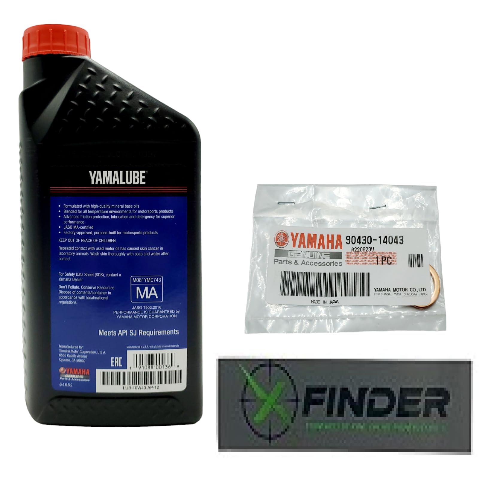 Yamaha YZ 125/125 X (2005-2024) all Models Crank/Transmisison Oil Kit Yamaha Part# LUB-10W40-AP-12, Crush Washer Part# 90430-101