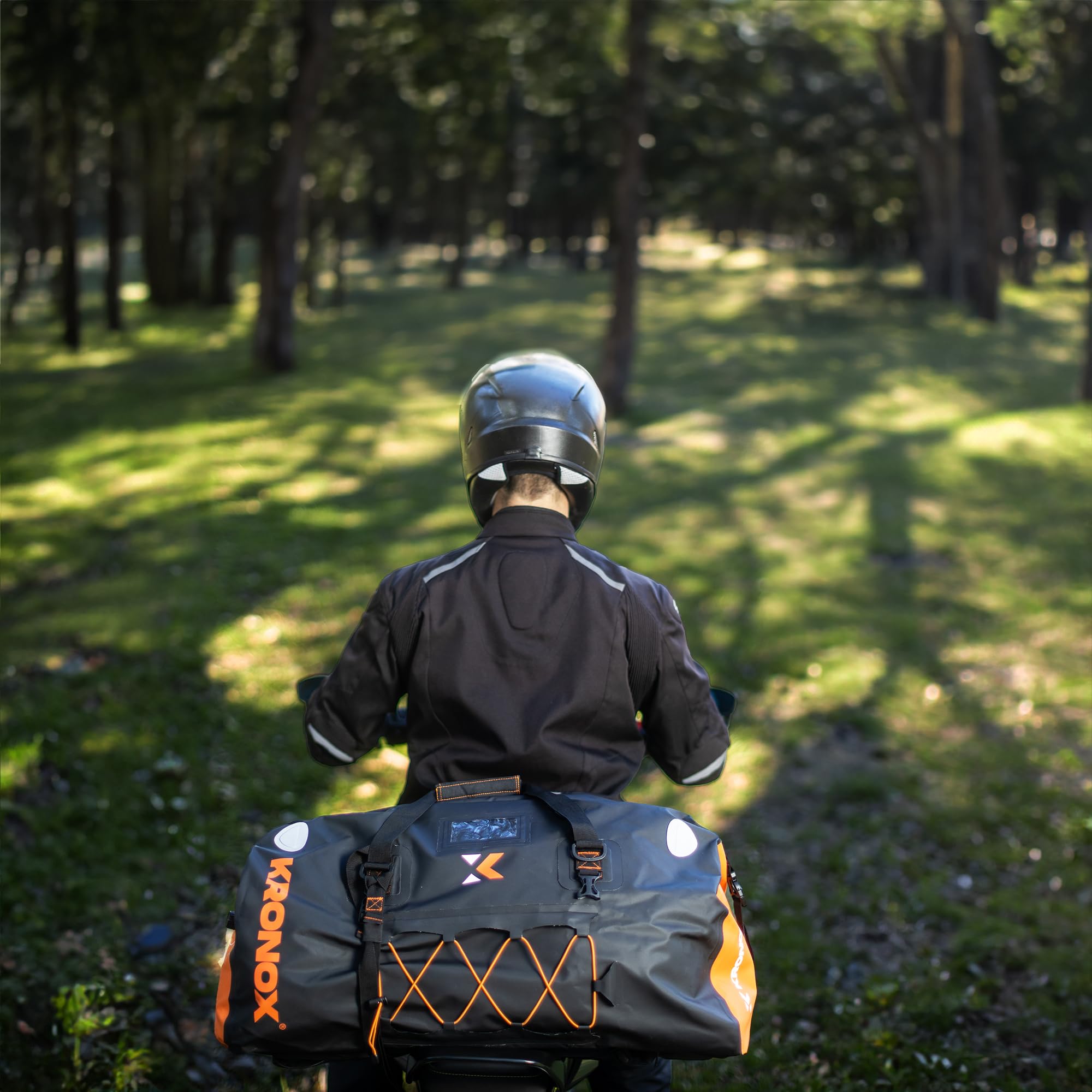 Kronox Motorcycle Duffel Bag Waterproof, 60L Black – Durable Motorcycle Luggage & Saddle Bags. Back Seat Dry Bag For Travel, Commute & Dirt Bike Gear
