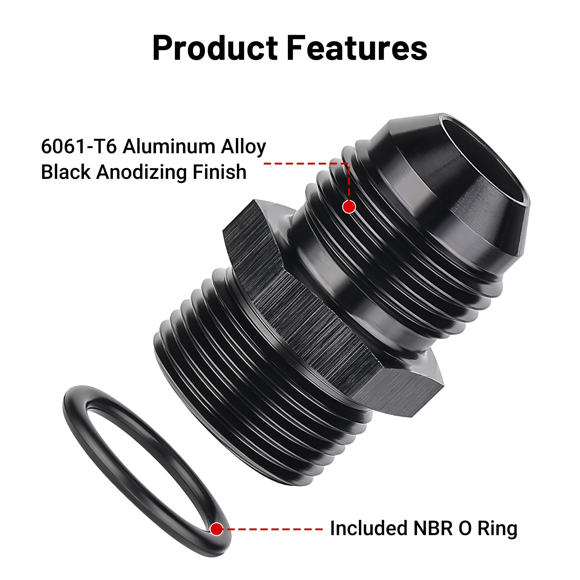 Evil Energy 8An Male Flare To M22 X 1.5Mm Male Metric Fitting Adapter Aluminium Alloy 2Pcs