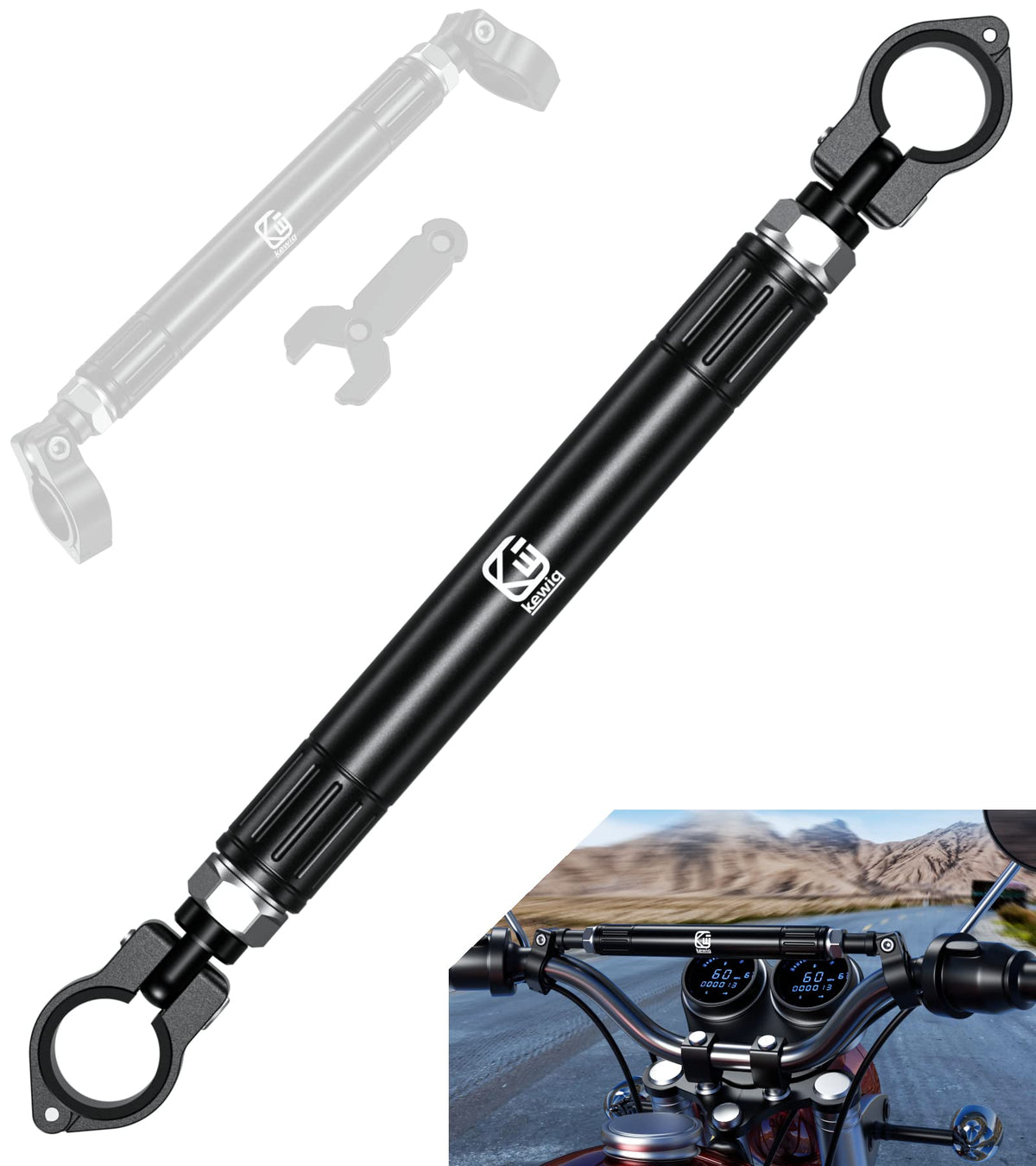 Brcovan Aluminum Alloy Cross Bar For Motorcycle, Length Adjustable Design Handlebar Extender Extension, Motorcycle Balance Bar Reinforce Lever Compatible With Handlebar 22Mm In Diameter
