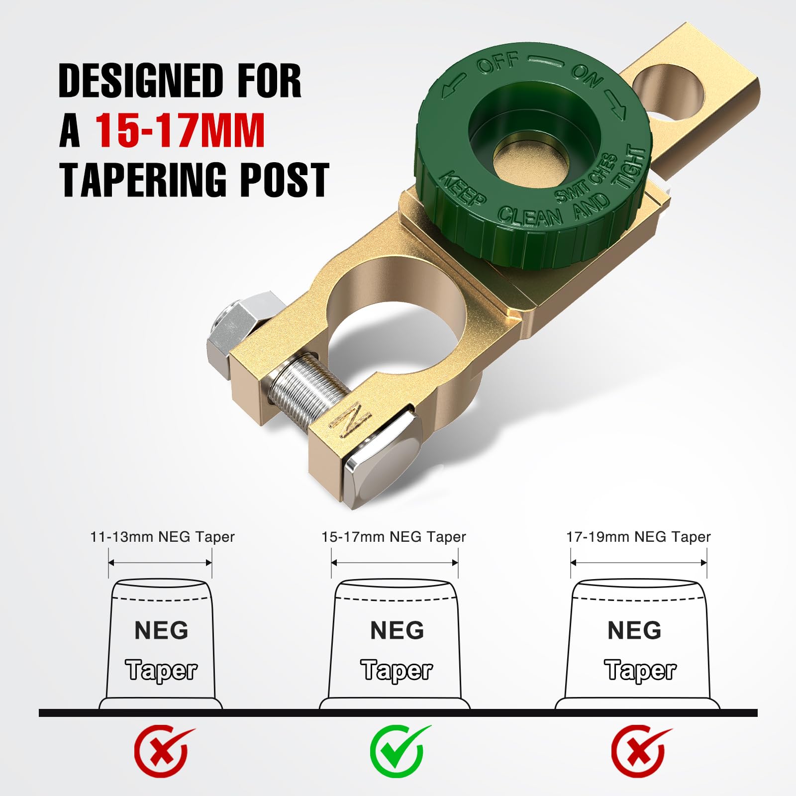 Nilight Top Post Battery Switch Heavy Duty 12Dvc 125A Negative Kill Power Master Cut Off Isolator With Green Knob Quick Disconne