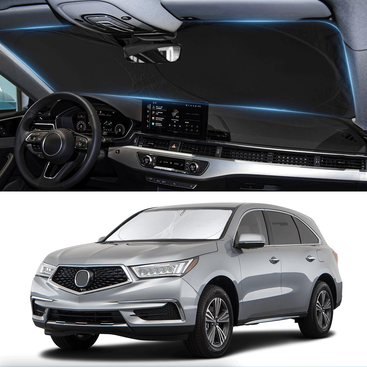 Custom Windshield Sunshade For Acura Mdx Accessories 2021-2024 2025 Front Window Shades Cover For Windshield Sun Visor Screen Pr