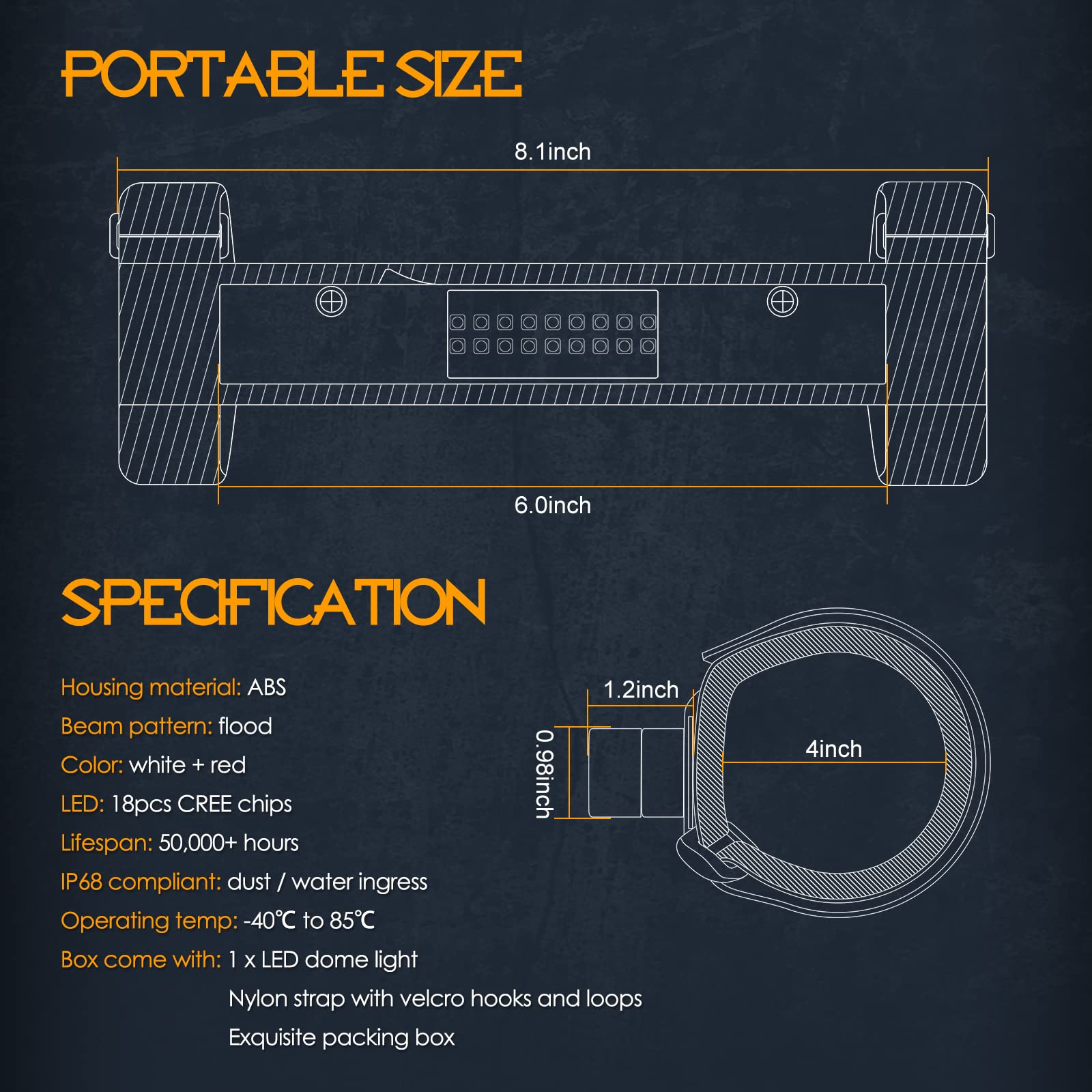 Nirider Utv Interior Light Universal Roll Bar Mount Led Light Utility Roll Cage Light Courtesy Light Interior Dome Light For Utv Atv Polaris Rzr Can-Am Truck Car Off Road Vehicle - White Red