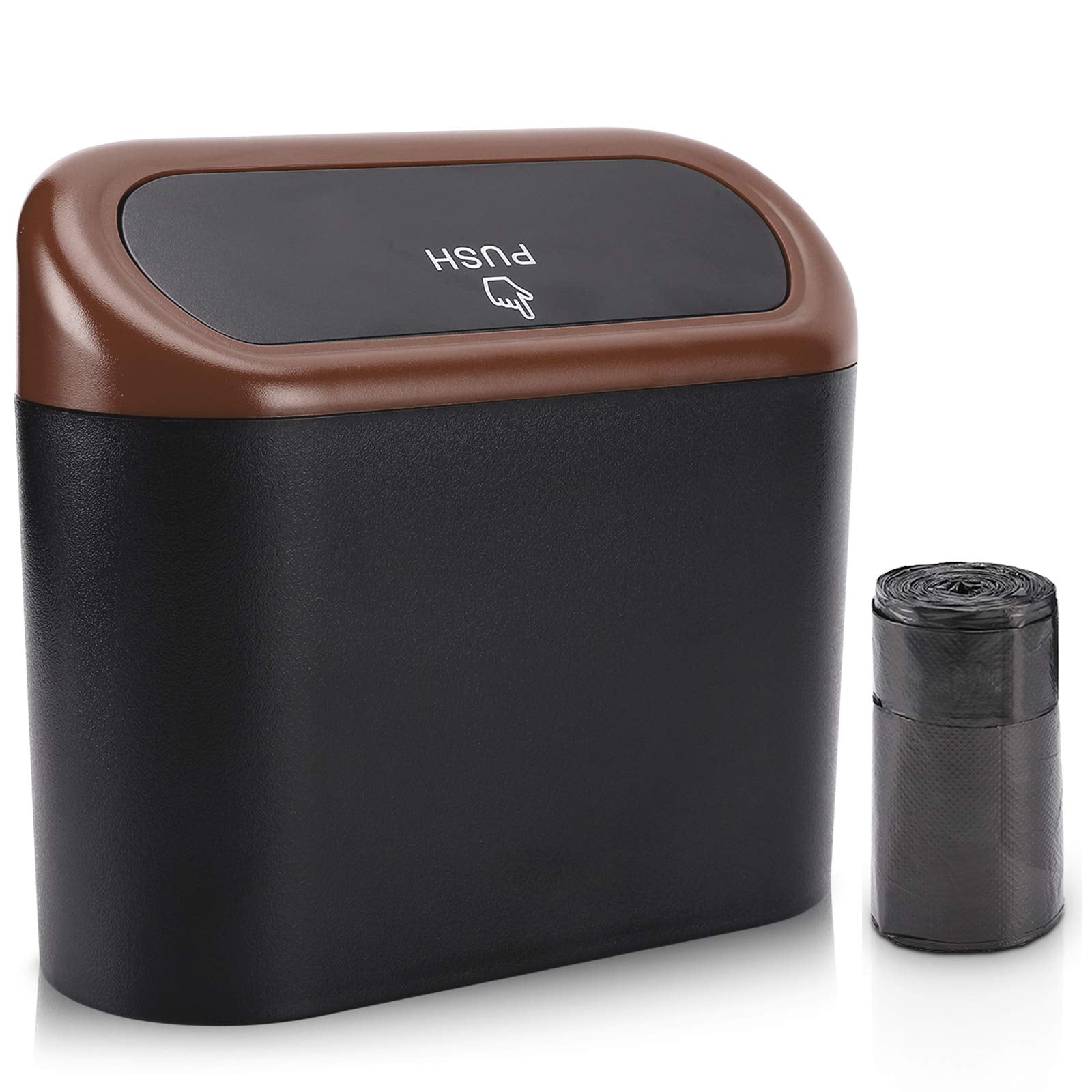 Accmor Car Trash Can With Lid, Mini Auto Trash Bin With Trash Bag Car Dustbin Garbage Organizer Holder, Automotive Hanging Waste