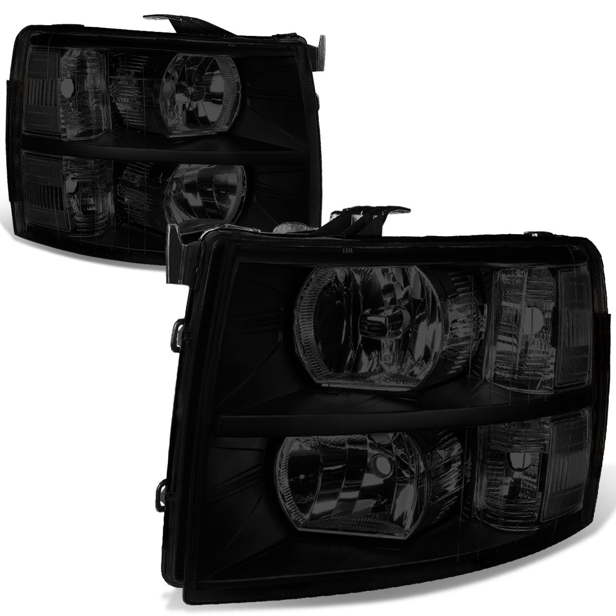 Dna Motoring Hl-Oh-Csil07-Bk-Sm-Cl1 Pair Of Black Smoke Lens Headlights Compatible With 07-13 Silverado 1500/07-14 Silverado 250
