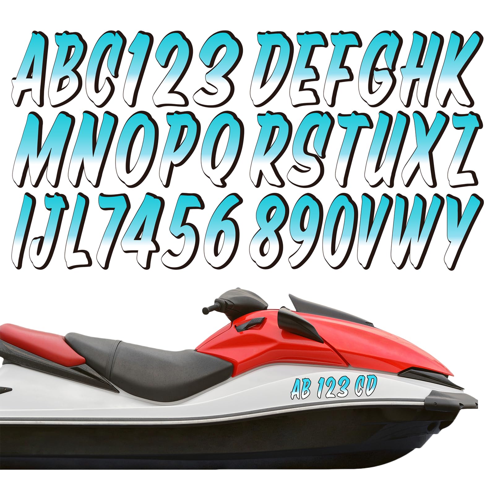 MotiMind 30 Pcs 5 Sets Boat Registration Numbers 0 to 9 and Name Decal Letters A to Z Waterproof Marine Boat Registration Number