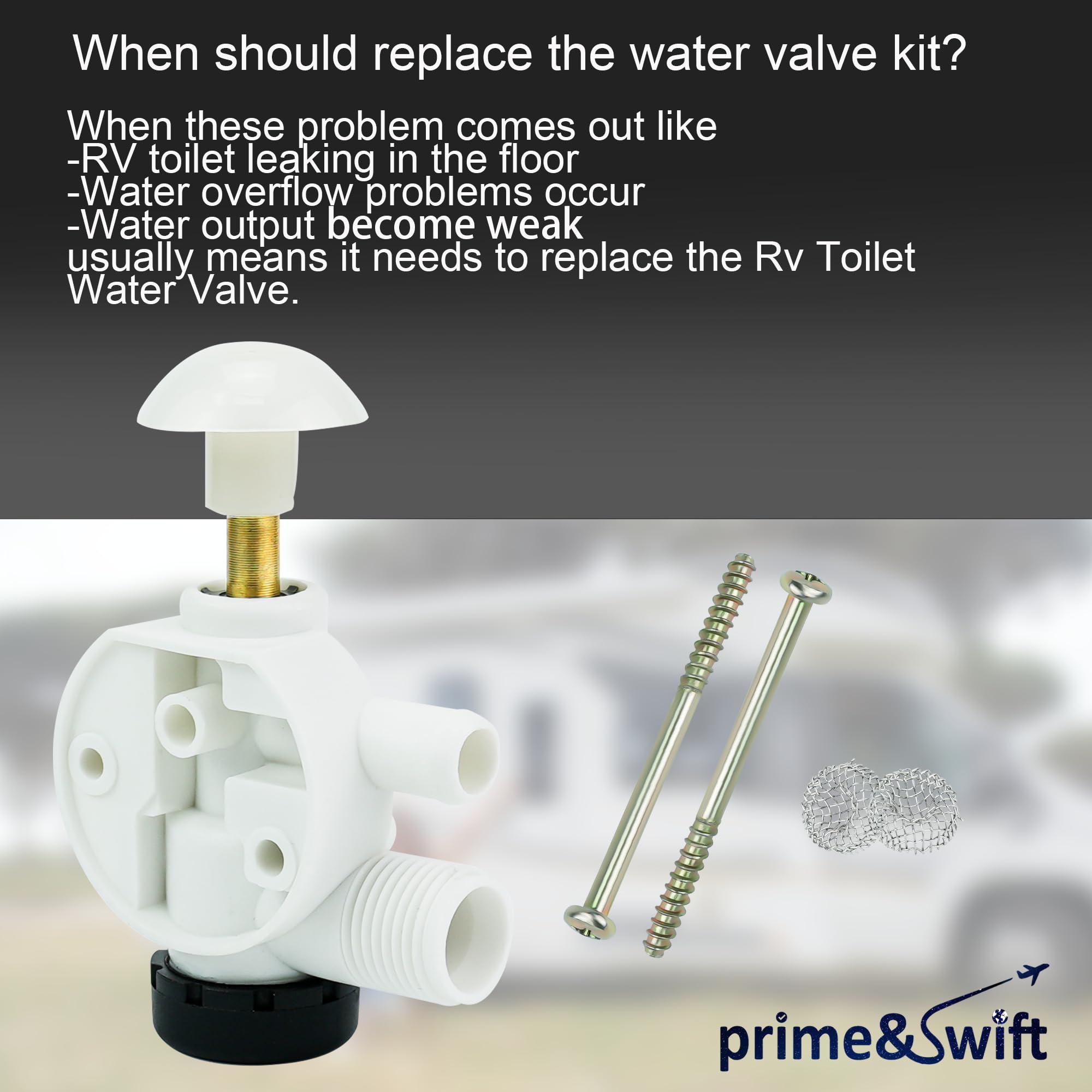 Prime&Swift 385314349 Water Valve Kit Fit For Sea-Land Rv Toilet Parts,Work Well In Cold Conditions,Easy To Install-1 Year Warra