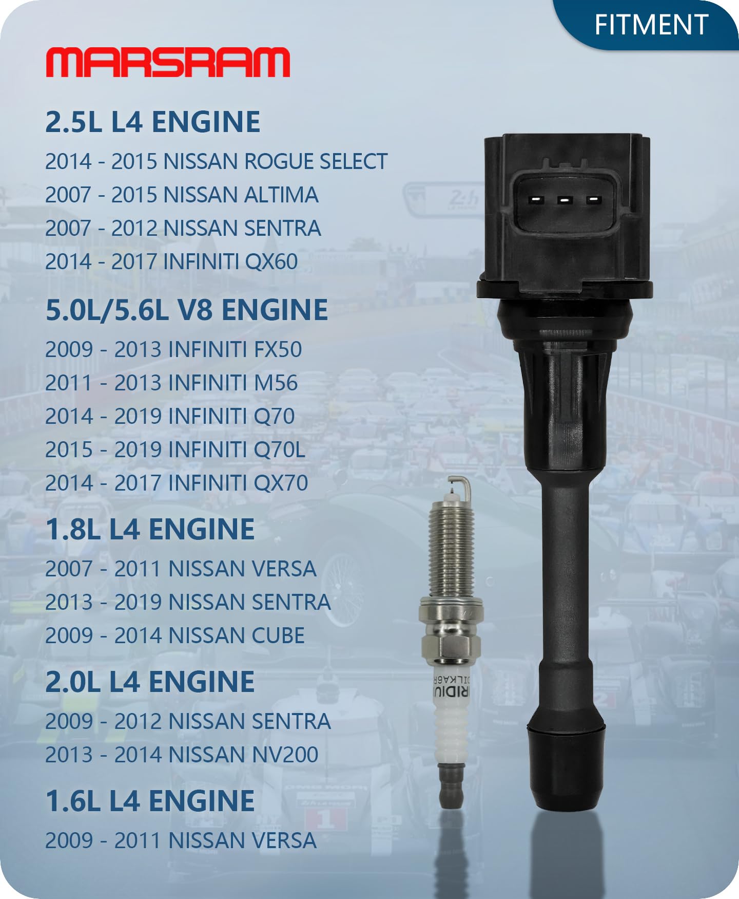 Marsram Ignition Coil Pack Uf549 And Spark Plug 9029 Fits For 2007-2013 Nissan Altima Versa Sentra Rogue Cub Nv200, 2014-2017 In