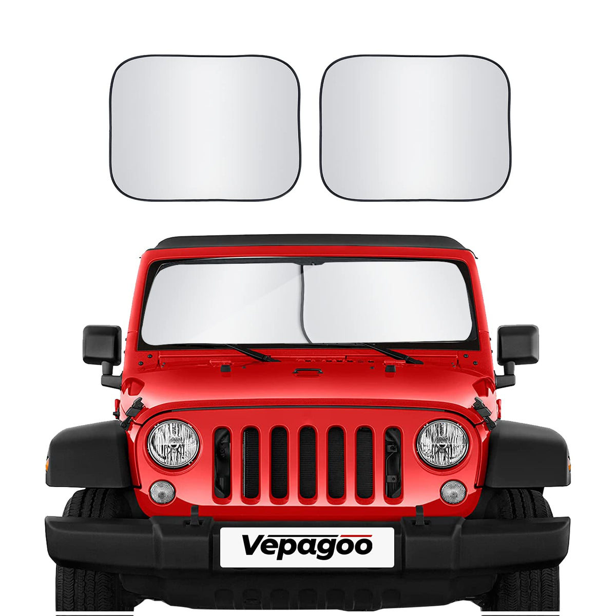 Foldable 2 Piece Car Windshield Sun Shade Cover, Auto Sun Shield Heat Protector For Front Window, Car Sunscreen Uv Reflector Pro