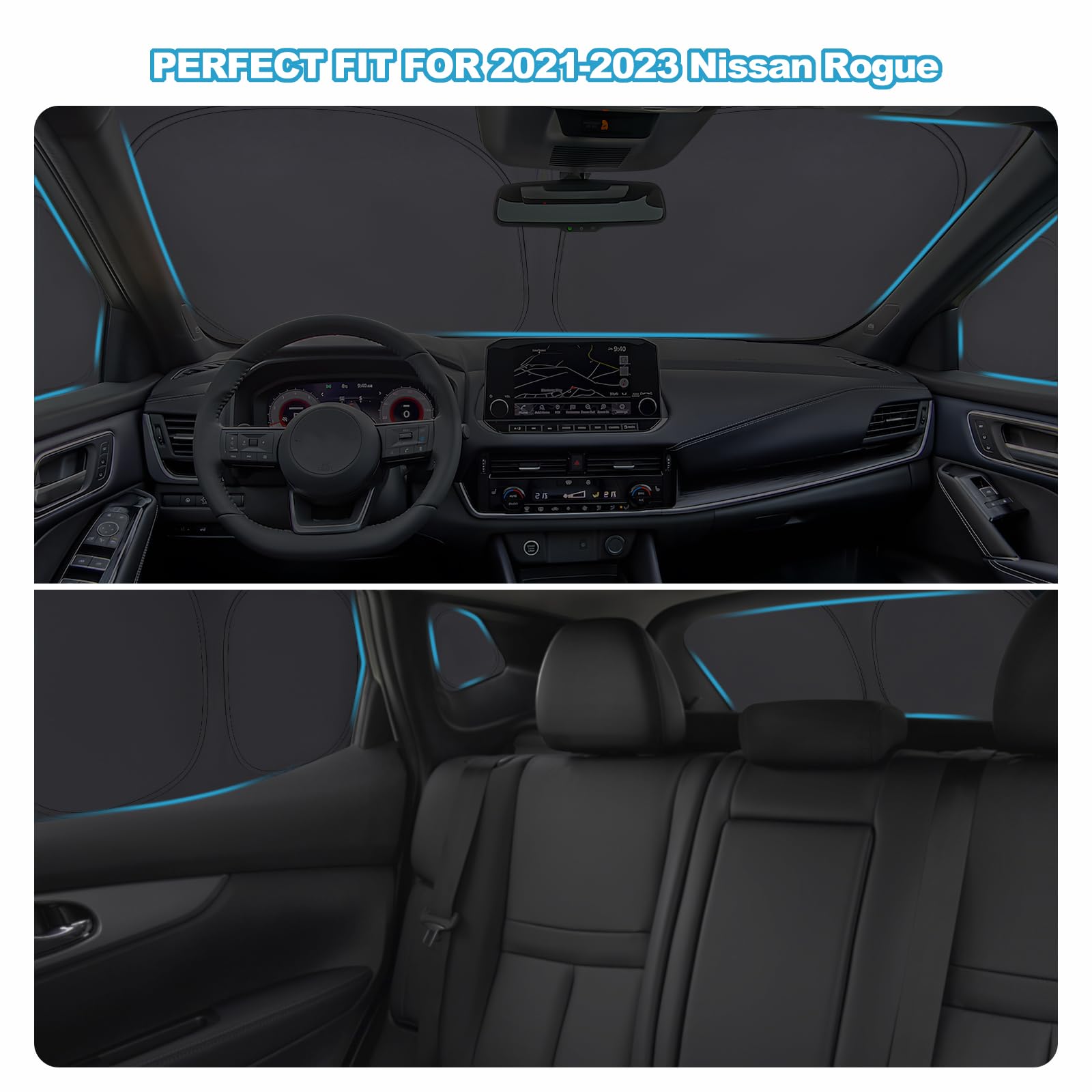 XCBYT 2021-2023 Rogue Window Shades | 6 Layers Thickened Car Window Covers | 2 in 1 Car Full Window Privacy Curtains | 100% Blac