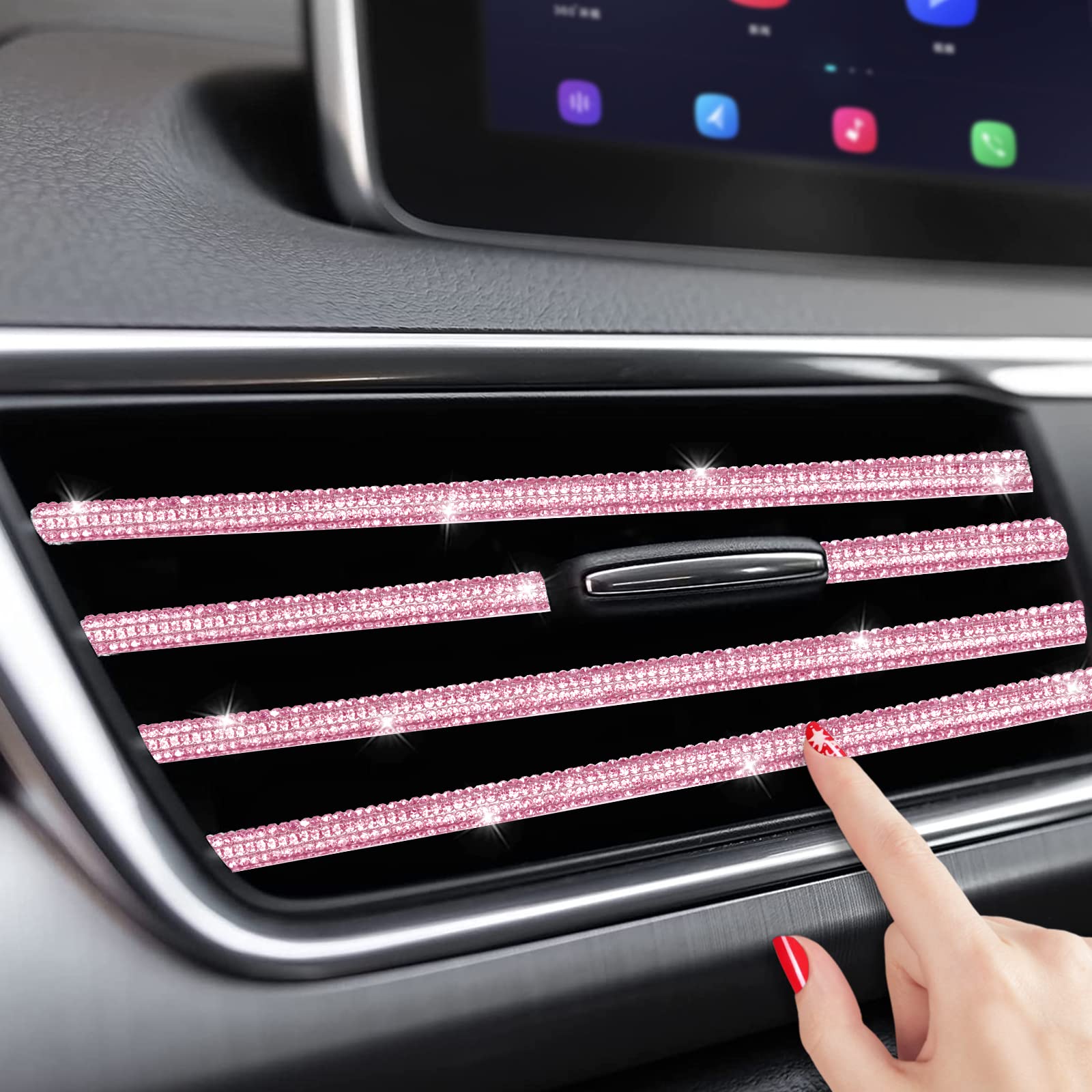Insauto Bling Car Accessories For Women,Bling Car Air Vent Outlet Trim, 10Pcs Rhinestone Car Air Conditioner Vent Decoration Str