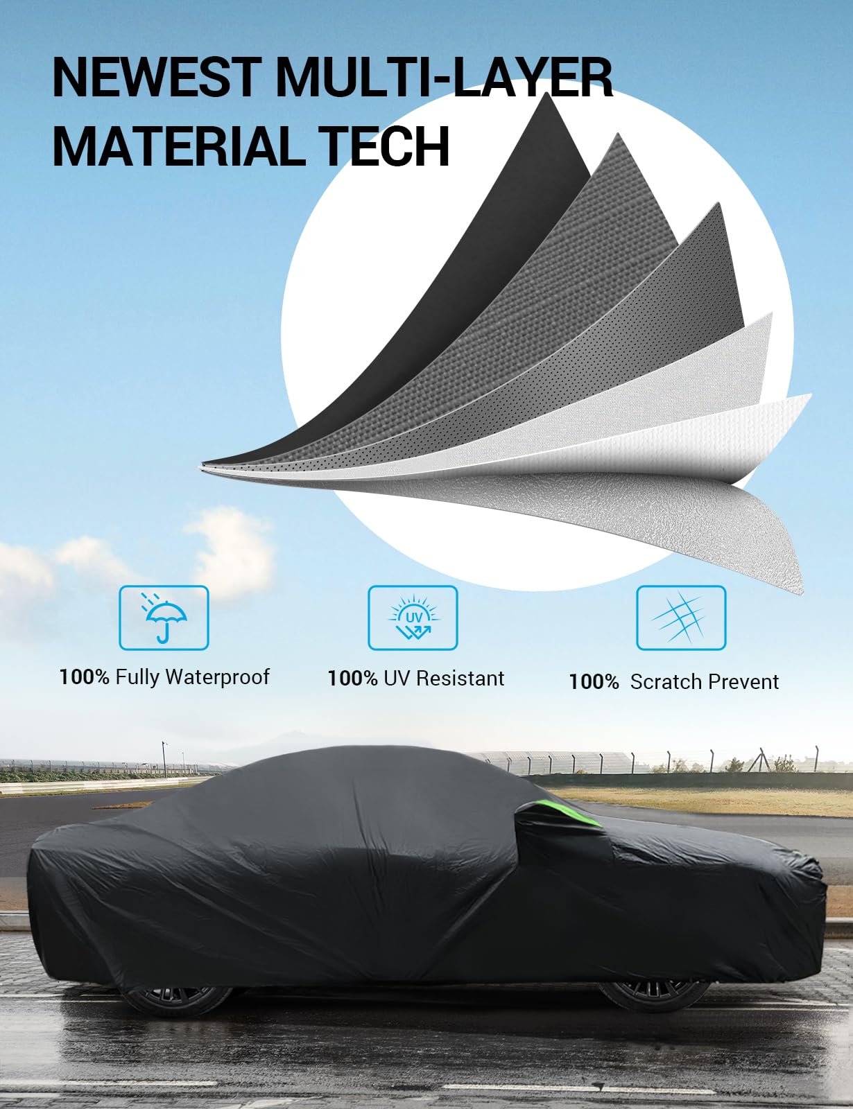 Proadsy 2025 Upgrade Car Cover For Dodge Charger 2006-2024 2025,Waterproof All Weather For Automobiles, Windproof Snowproof Rain