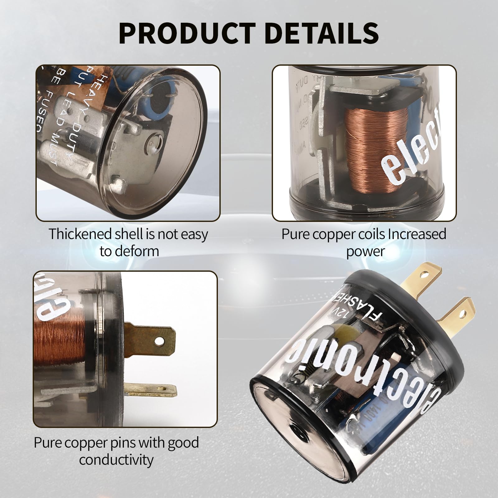 Hbxdeco 4PCS LED Flasher Relay, 2 Pin 12V Heavy Duty LED Turn Signal Relay for Fixing Hyper Flashing, 2 Prong Round Electronic F