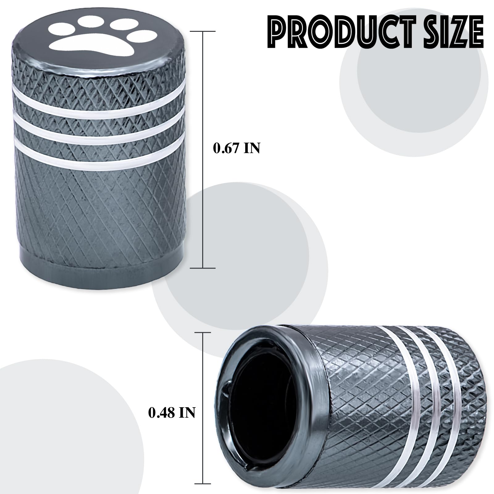 Meajoo 12Pcs Cat Dog Paw Tire Valve Stem Caps, Aluminum Air Caps Cover, With Plastic Liner Corrosion Resistant Leak-Proof, Unive