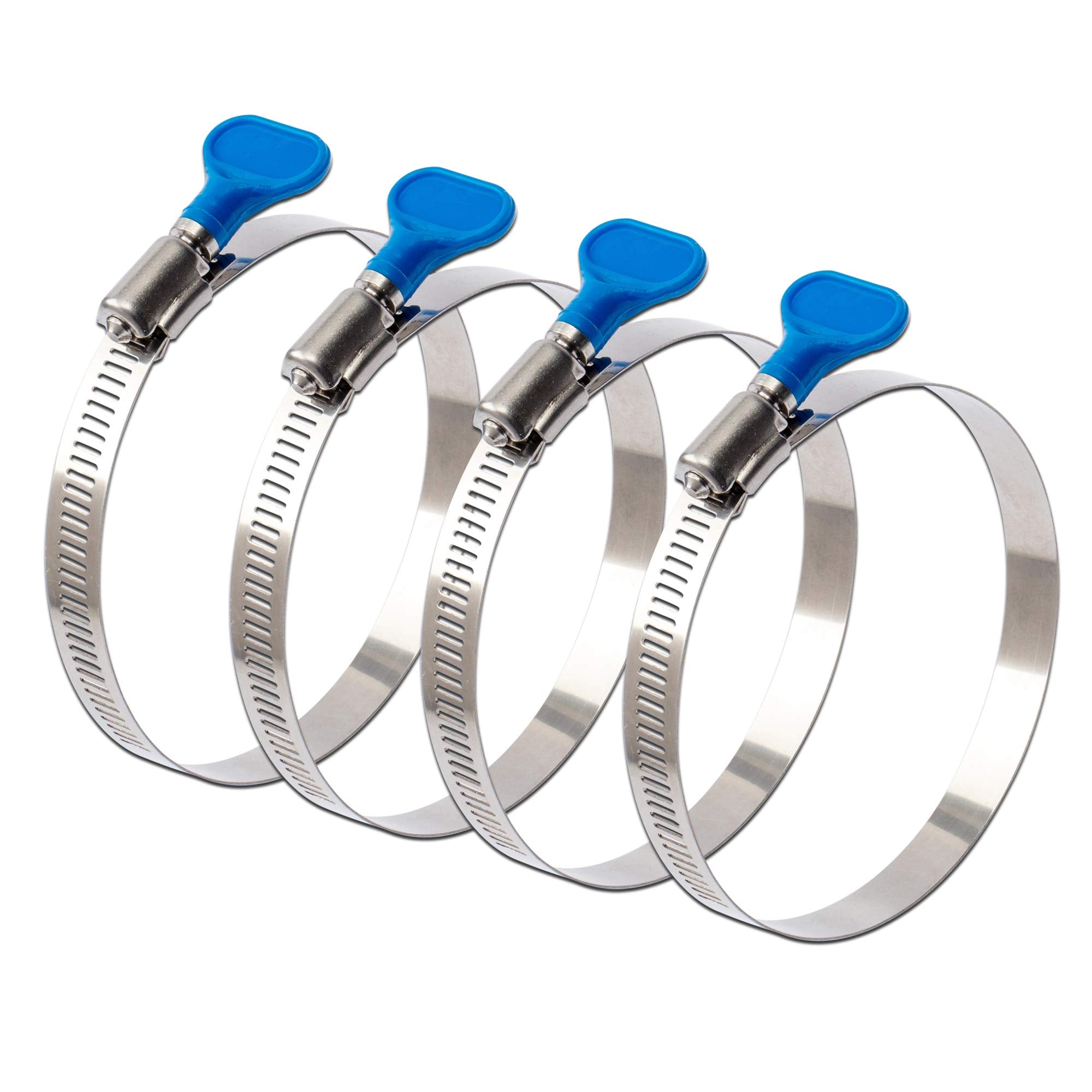 Ispinner 4Pcs 2.5 Inch Key-Type 304 Stainless Steel Worm Gear Hose Clamps, Adjustable Size Range 40-64Mm Clamps For Dryer Vent,