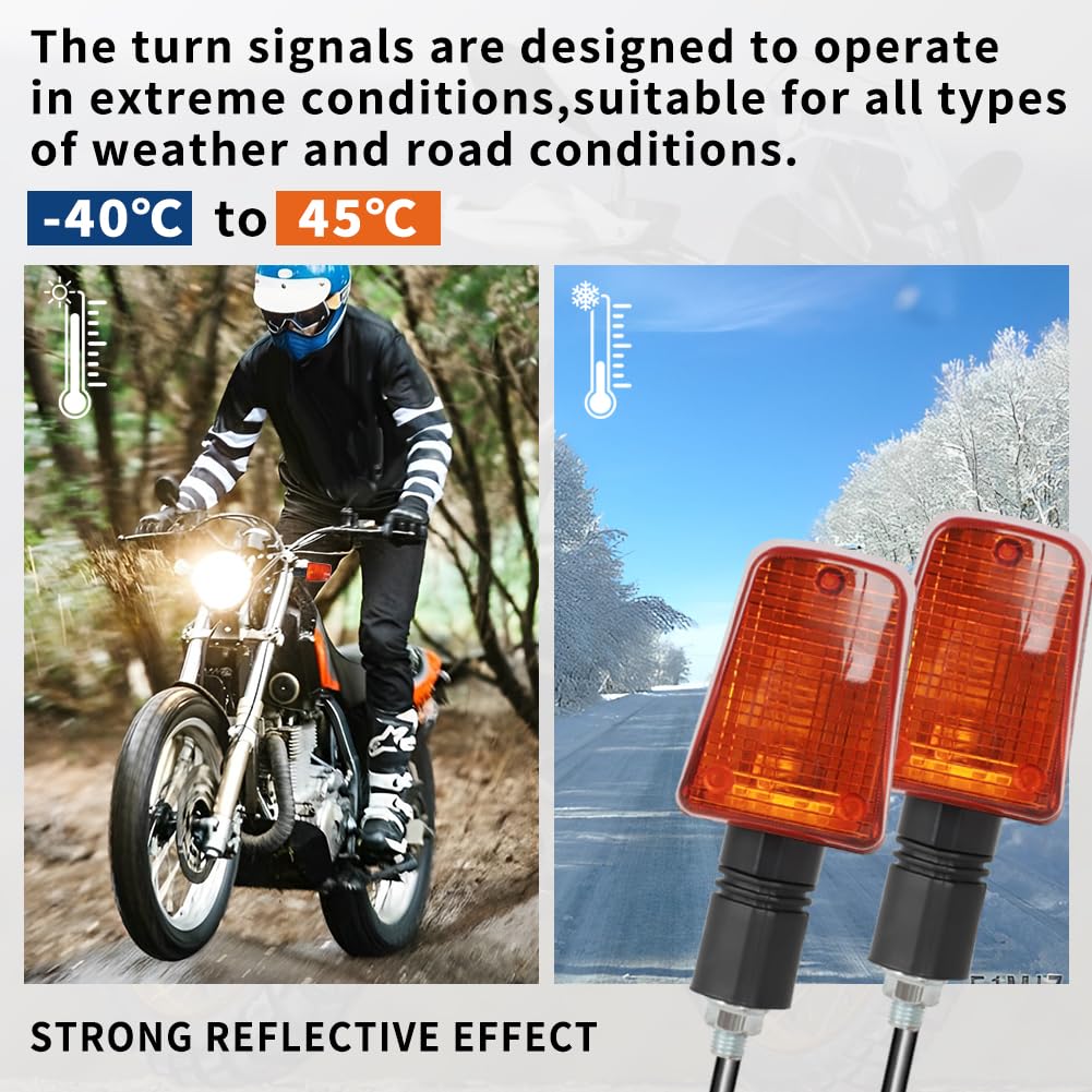 Motoparty Short-stem Turn Signals for Suzuki DR350 DR650 DR 125 200 250 350 650 GSXR 750 1100 with Good Durability and Waterproo
