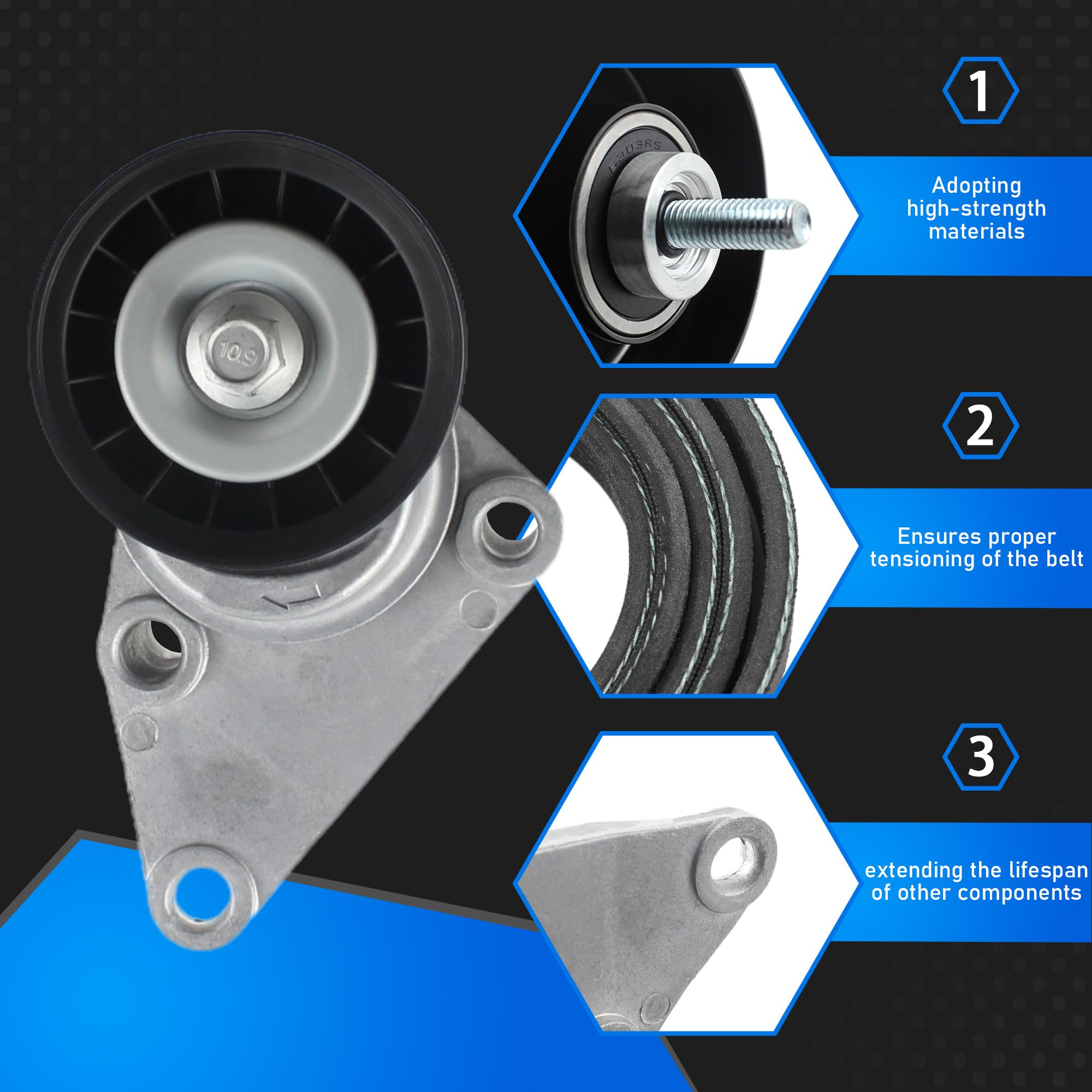 YzusGomumu Complete Serpentine Belt Drive Component Kit Compatible with 2003-2006 Chevrolet Avalanche Silverado Express, 2002-20