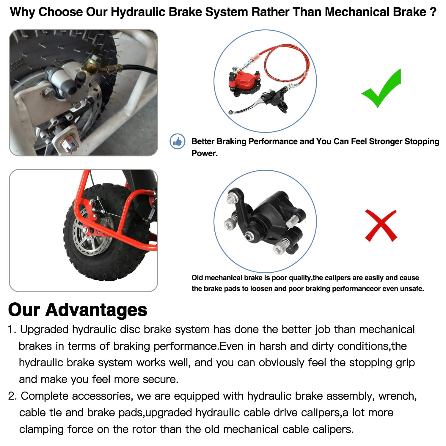 YOXUFA Mini Bike Hydraulic Disc Brake Caliper Kit for Baja Doodle Bug DB30, Predator 79cc/97cc - Includes 50 Hose Tube Master Cylinder