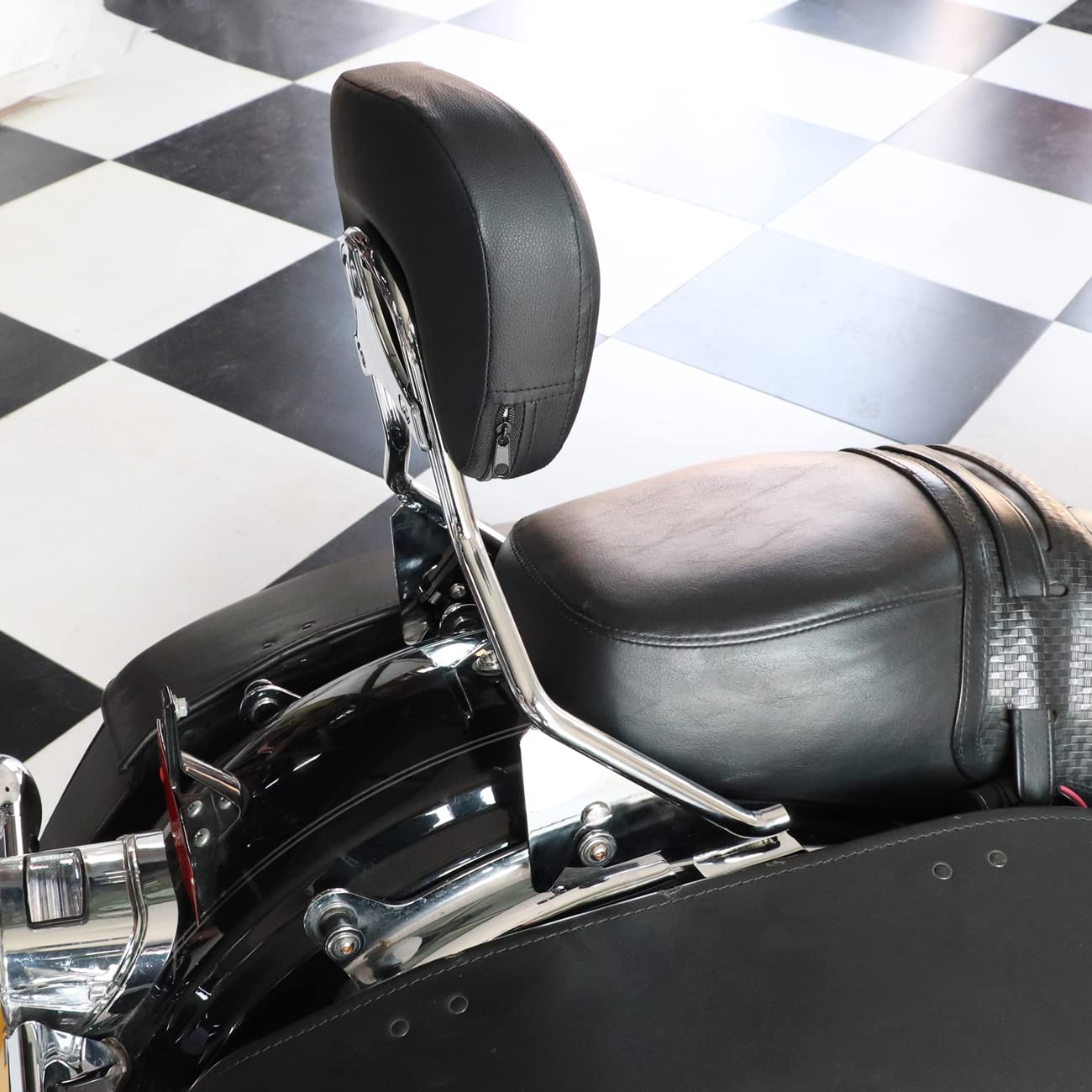 Aufer Detachable Backrest Sissy Bar Upright Passenger Backrest With Pad Compatible With For Touring Road King Street Glide Electra Glide Road Glide Flhr Flhx Flht Fltr 2009-2024(Chrome)