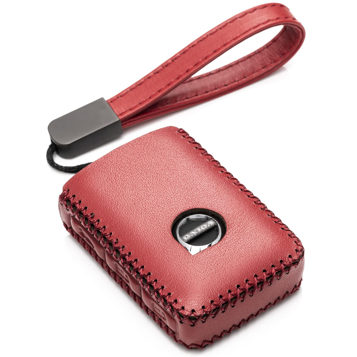 Vitodeco Genuine Leather Smart Key Fob Case Compatible With Volvo Xc40, Xc60, Xc90, S90, S60, V60, V90 2019-2023 (4-Button, Red)