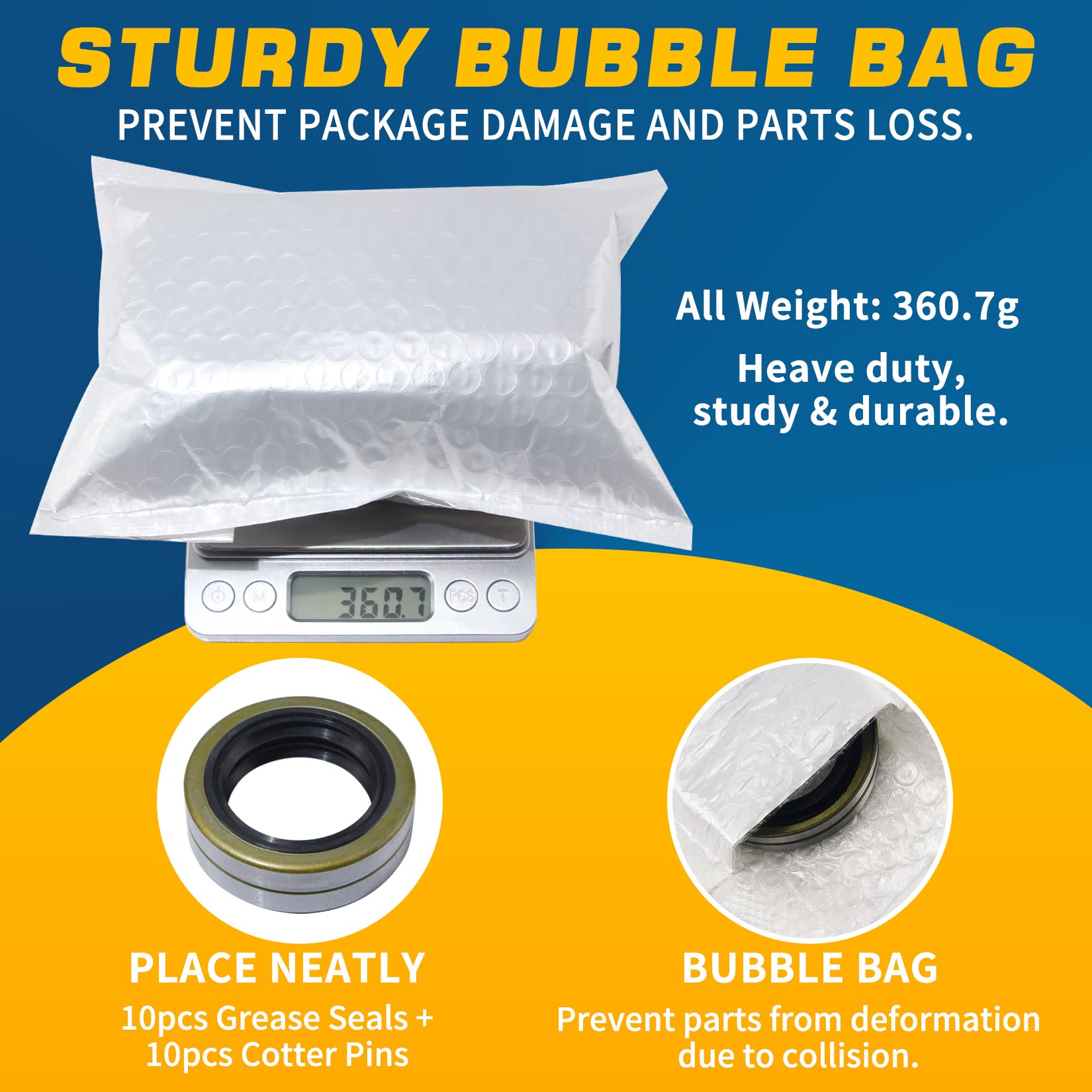 Grepspud 10Pcs Trailer Axle Hub Wheel Grease Seals 1.719''I.D X 2.565''O.D With 10Pcs Cotter Pins For Dexter 010-019-00 (10-19)