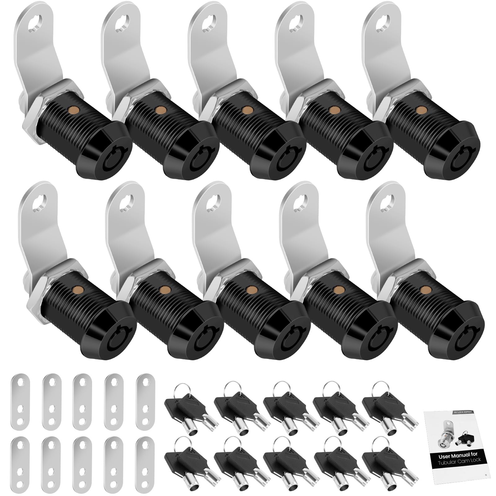 10 Pack Cabinet Lock With Keys, 7/8'' Rv Storage Locks Keyed Alike, Rv Locks For Storage Door, Camper Cabinet Door Toolbox Lock