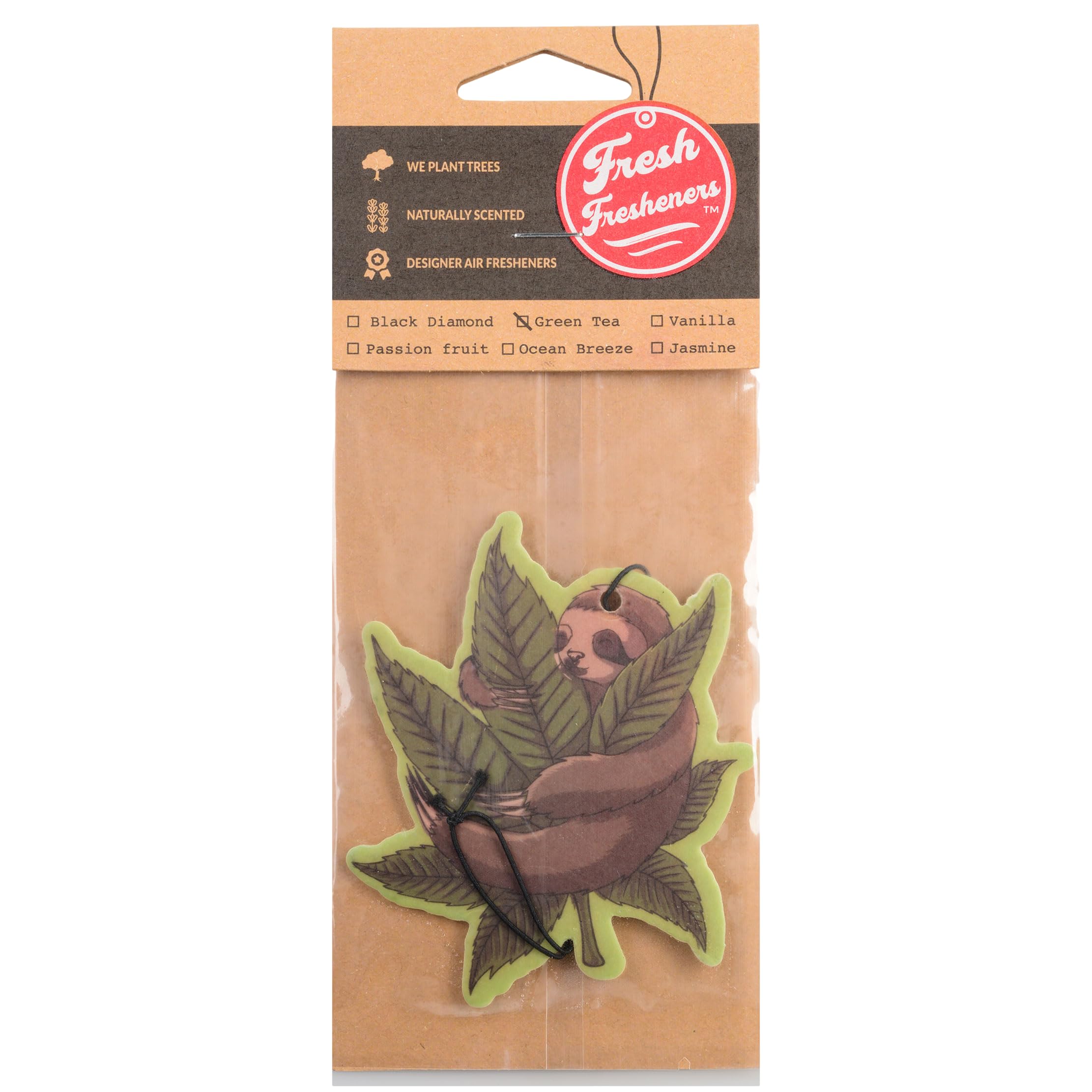 Fresh Fresheners 3 Pack Scented With Essential Oils (Weed Sloth)